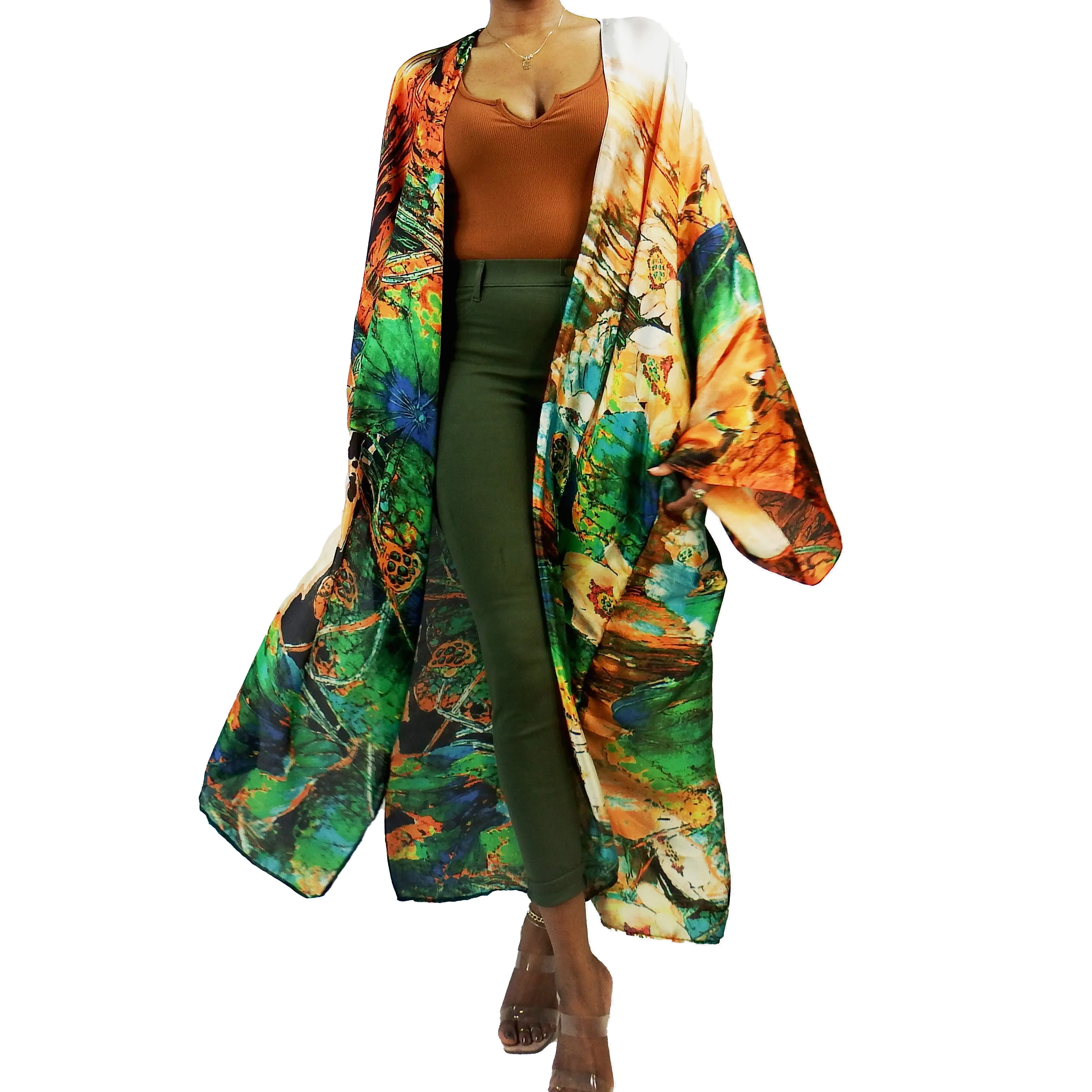 Jungle Look | Kimono Duster (Open Front) | Floor Length Long Robe
