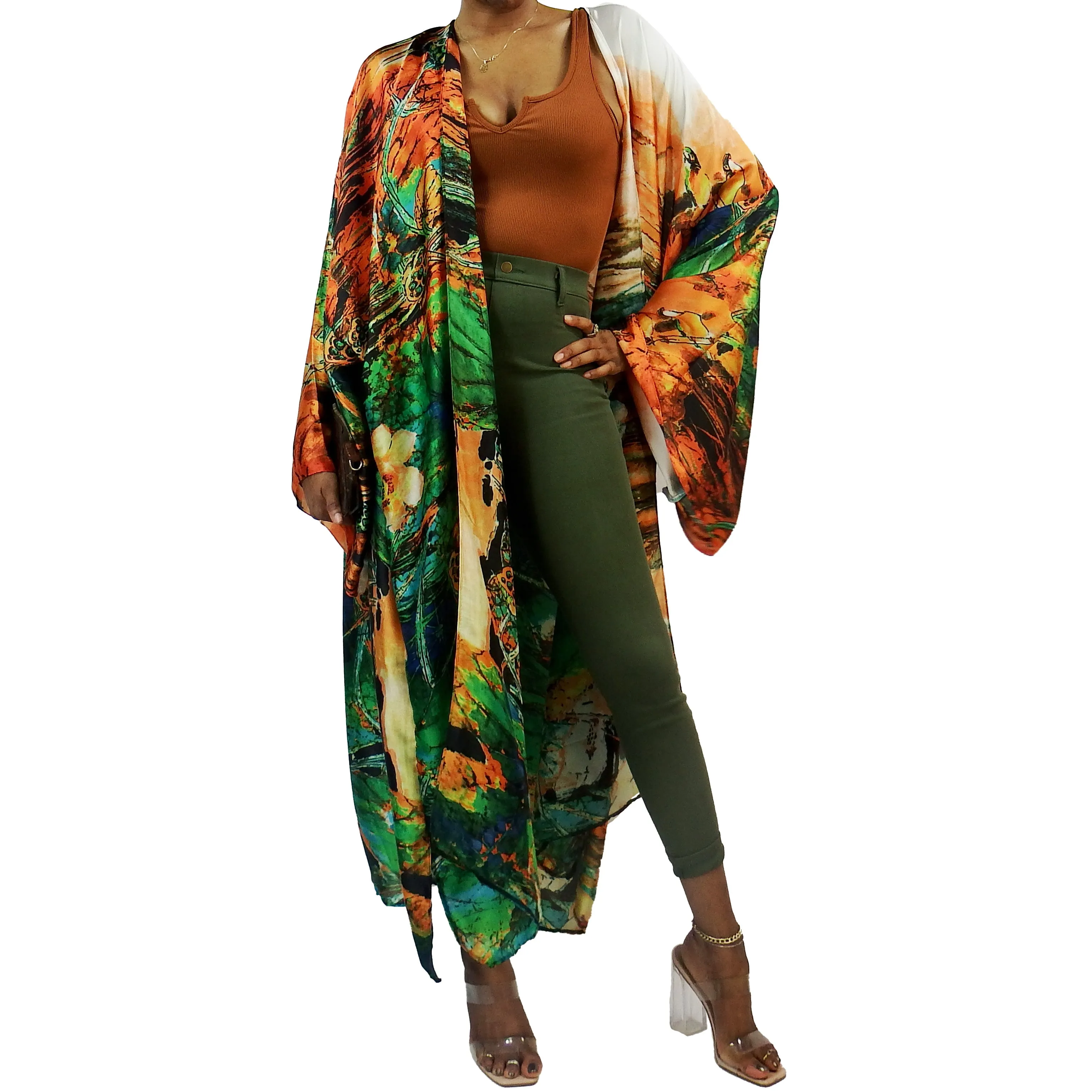 Jungle Look | Kimono Duster (Open Front) | Floor Length Long Robe