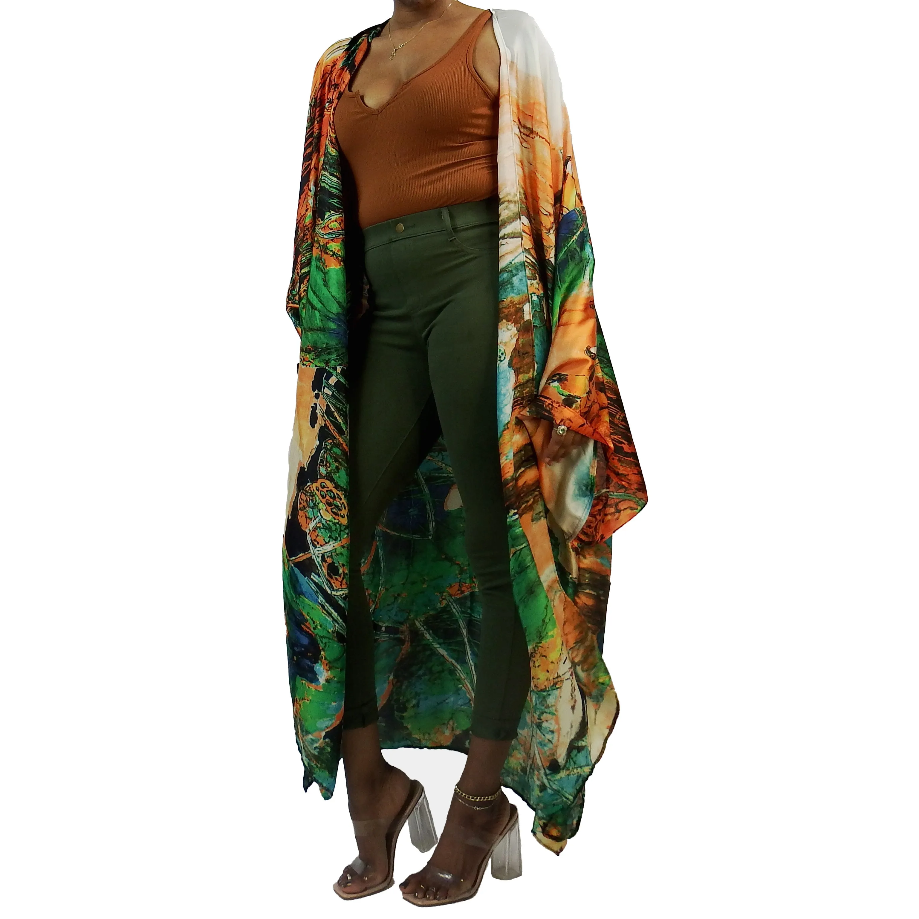 Jungle Look | Kimono Duster (Open Front) | Floor Length Long Robe