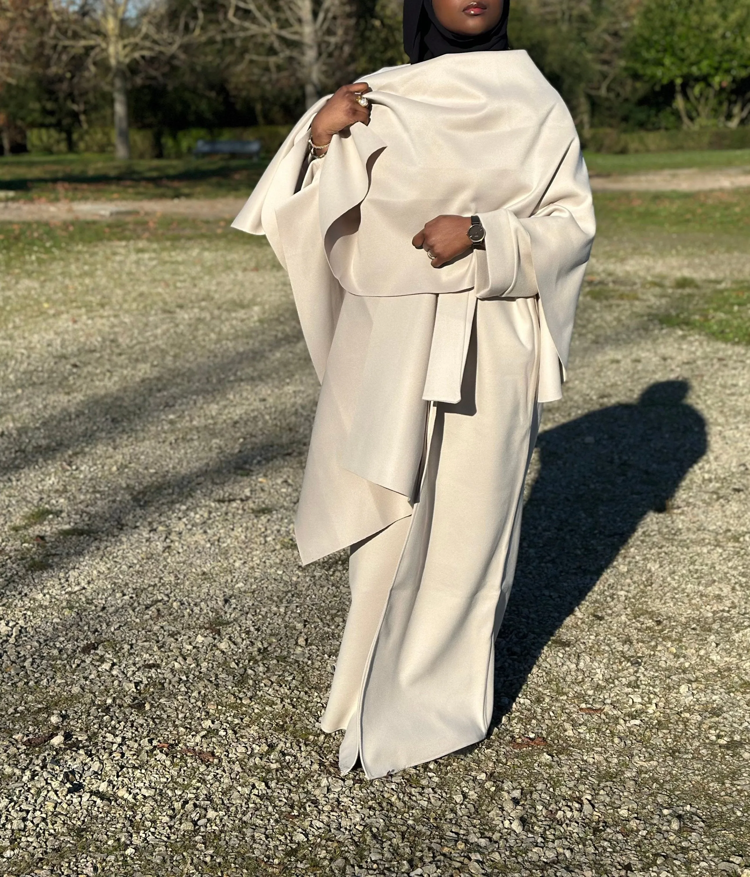 kimono manteau avec cape camel - Al moon paris