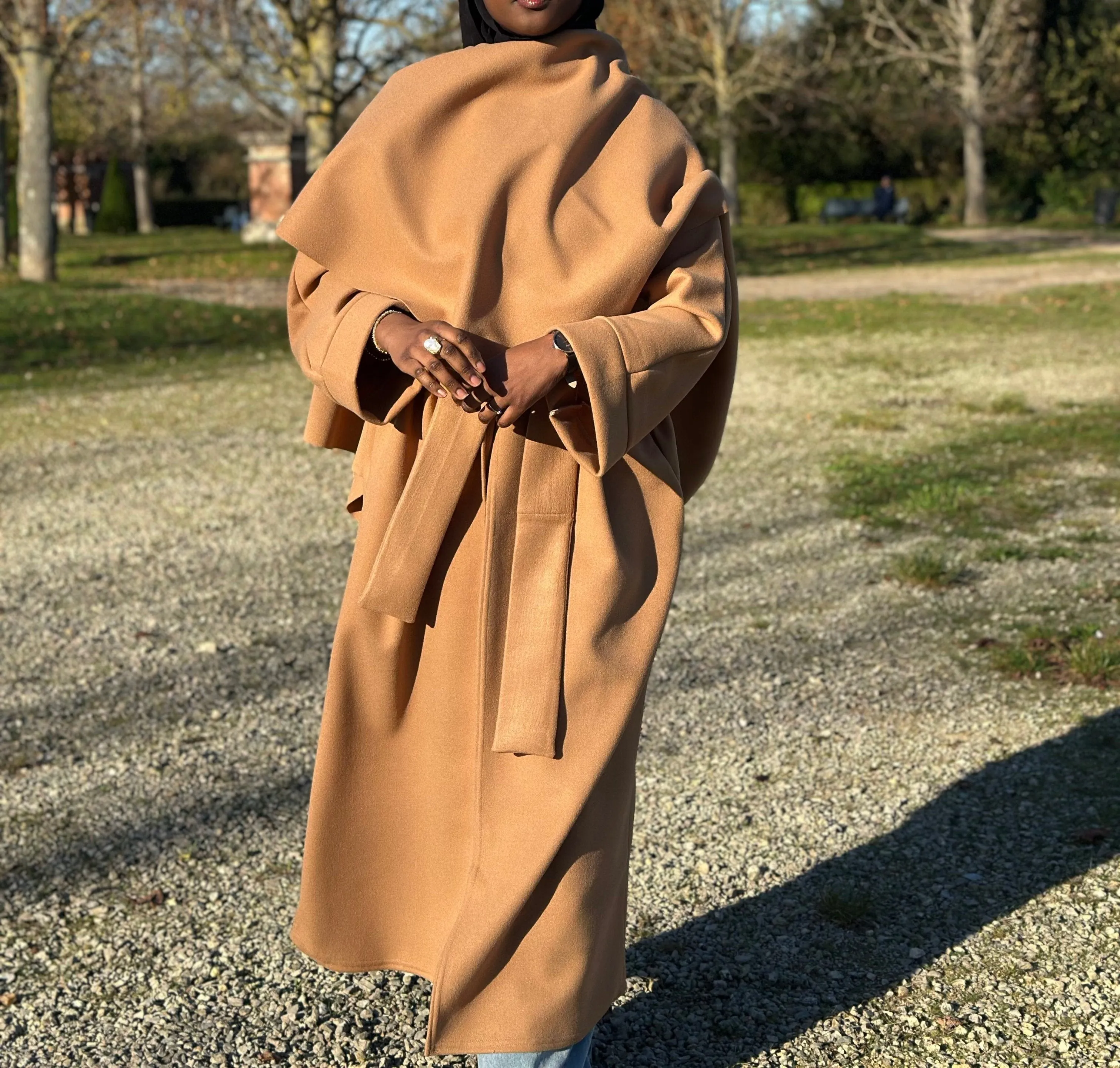 kimono manteau avec cape camel - Al moon paris