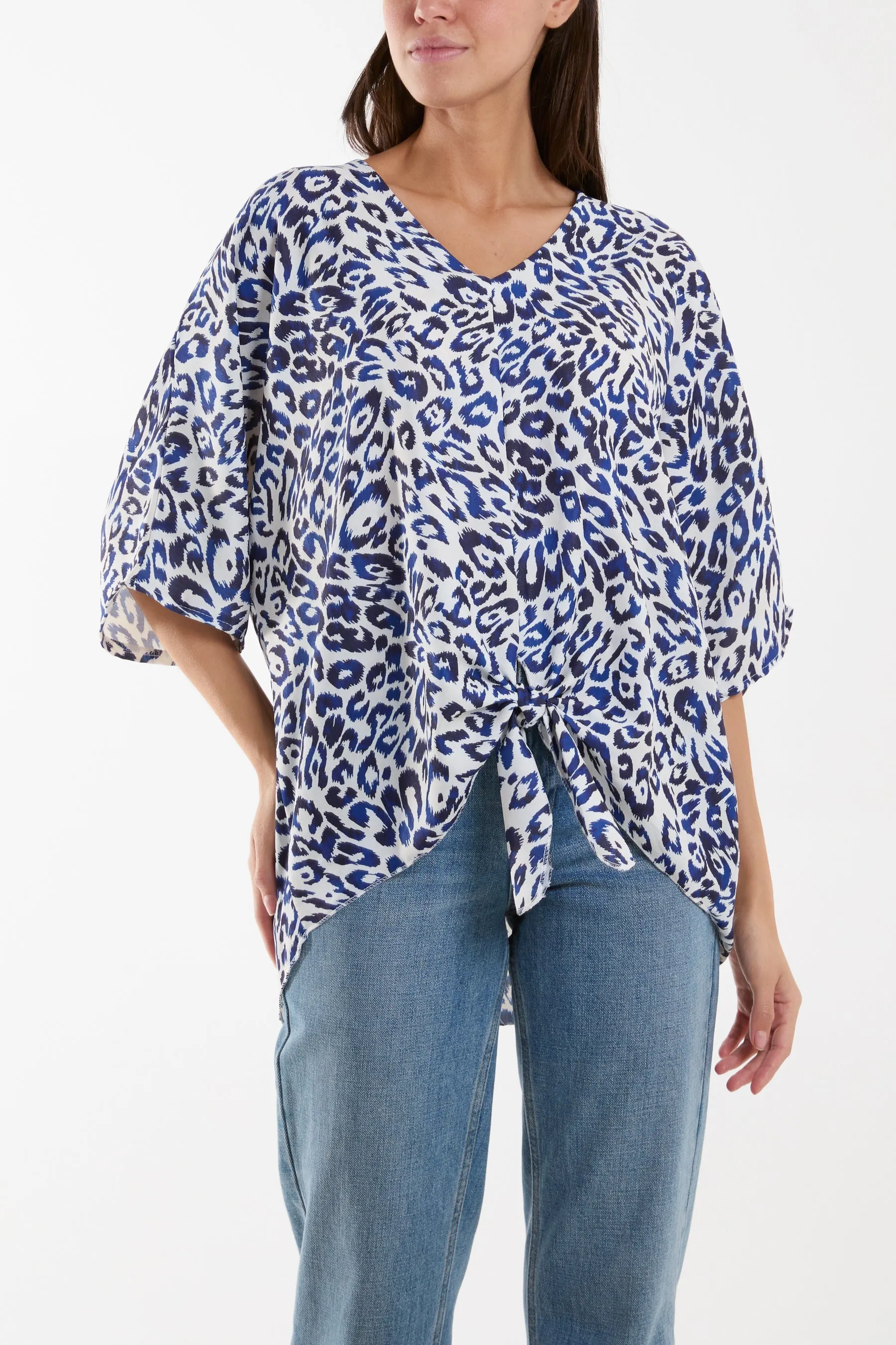 Knot Front Leopard Print Top