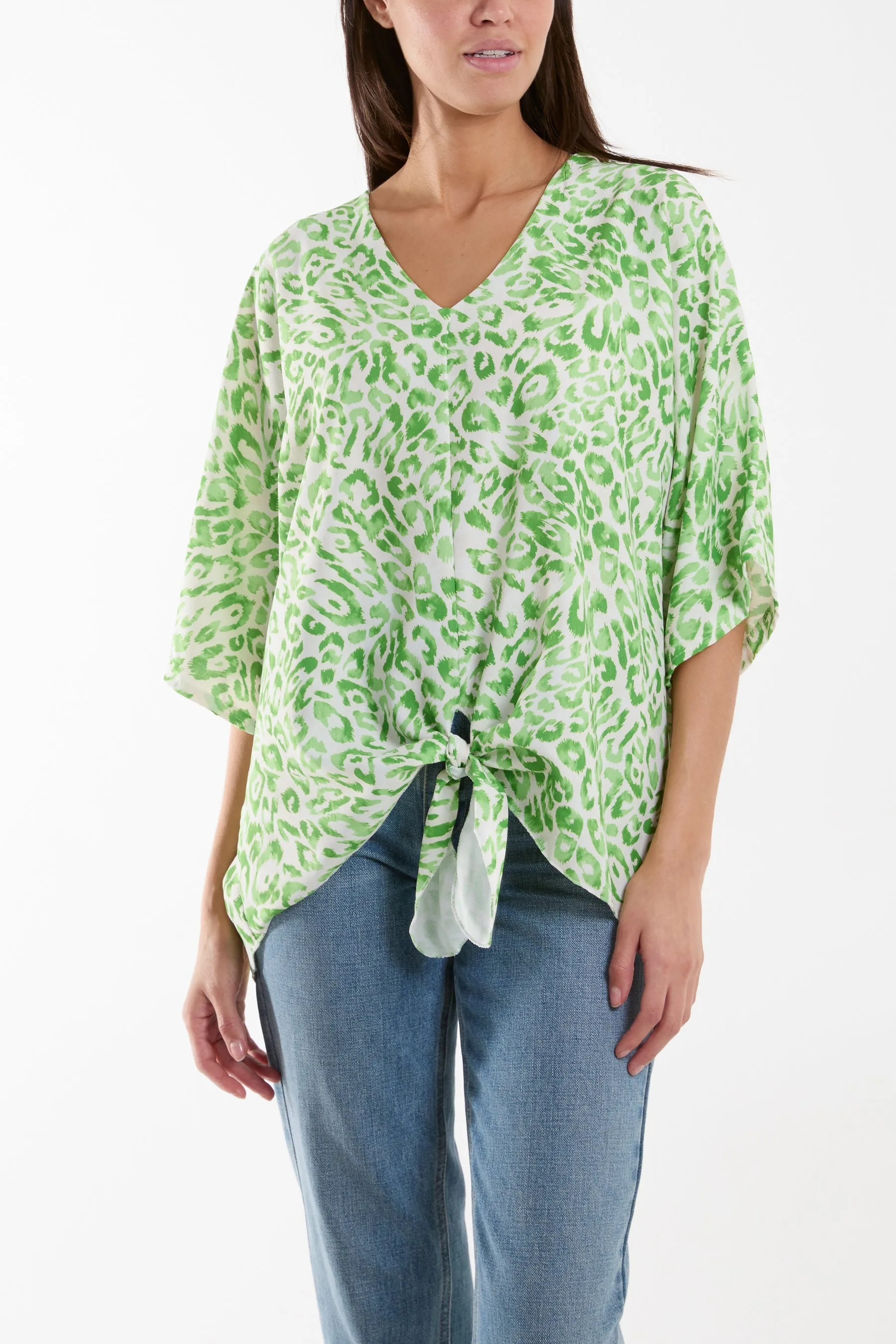 Knot Front Leopard Print Top