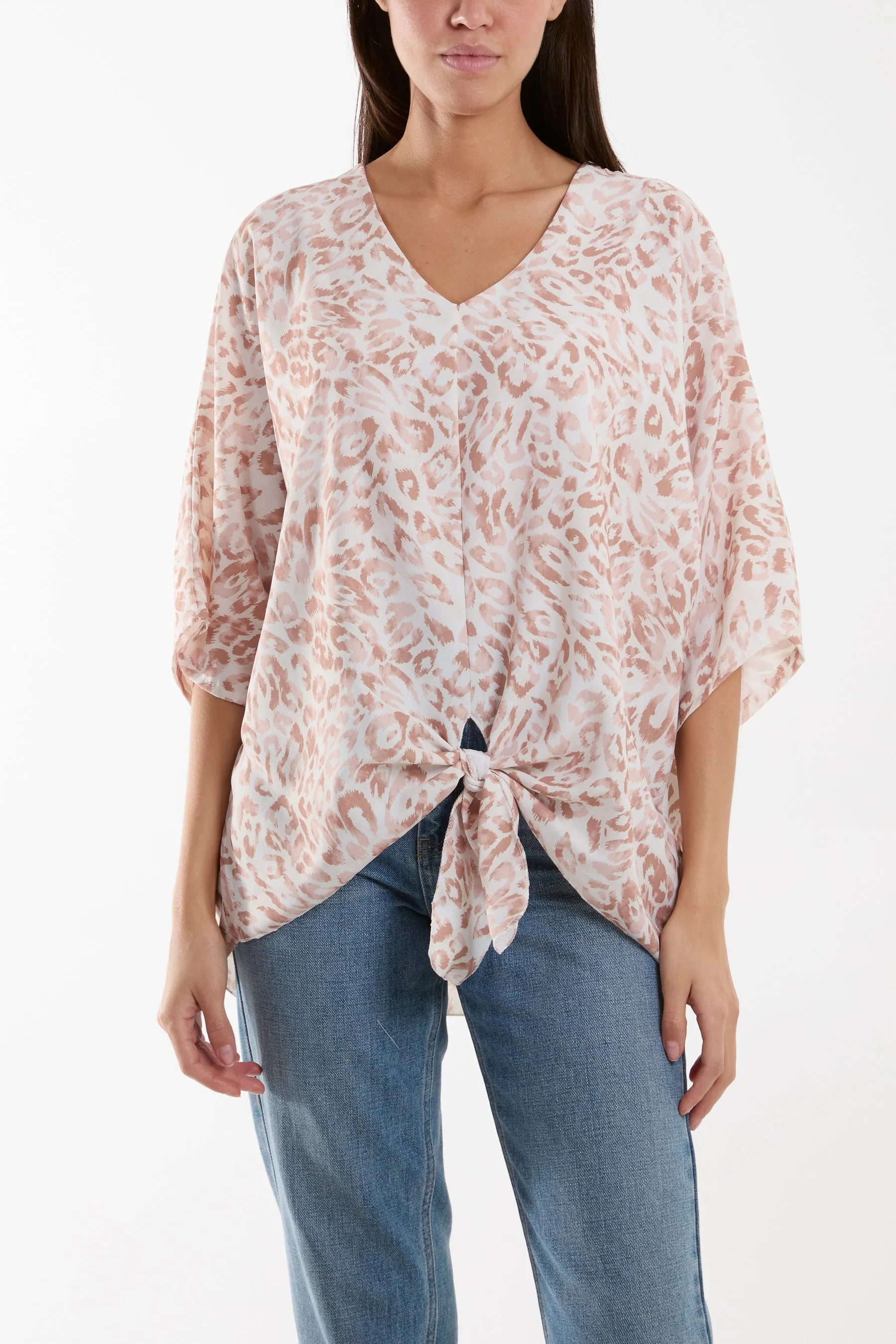 Knot Front Leopard Print Top
