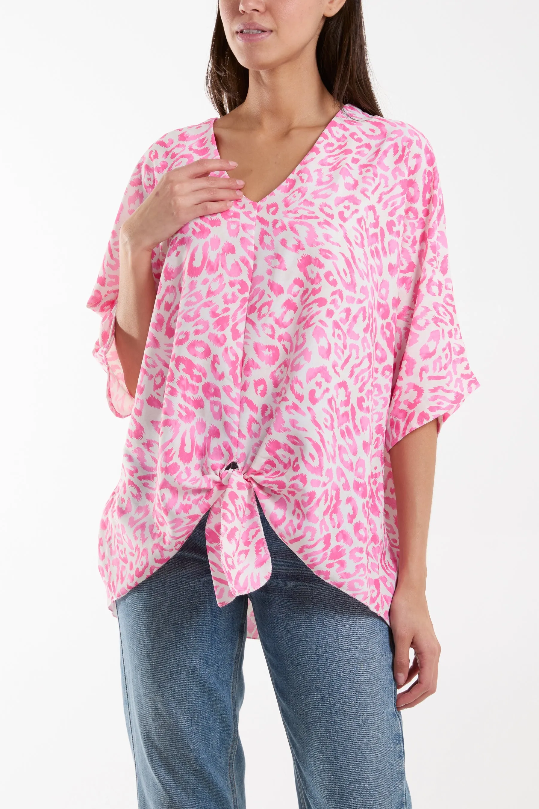 Knot Front Leopard Print Top