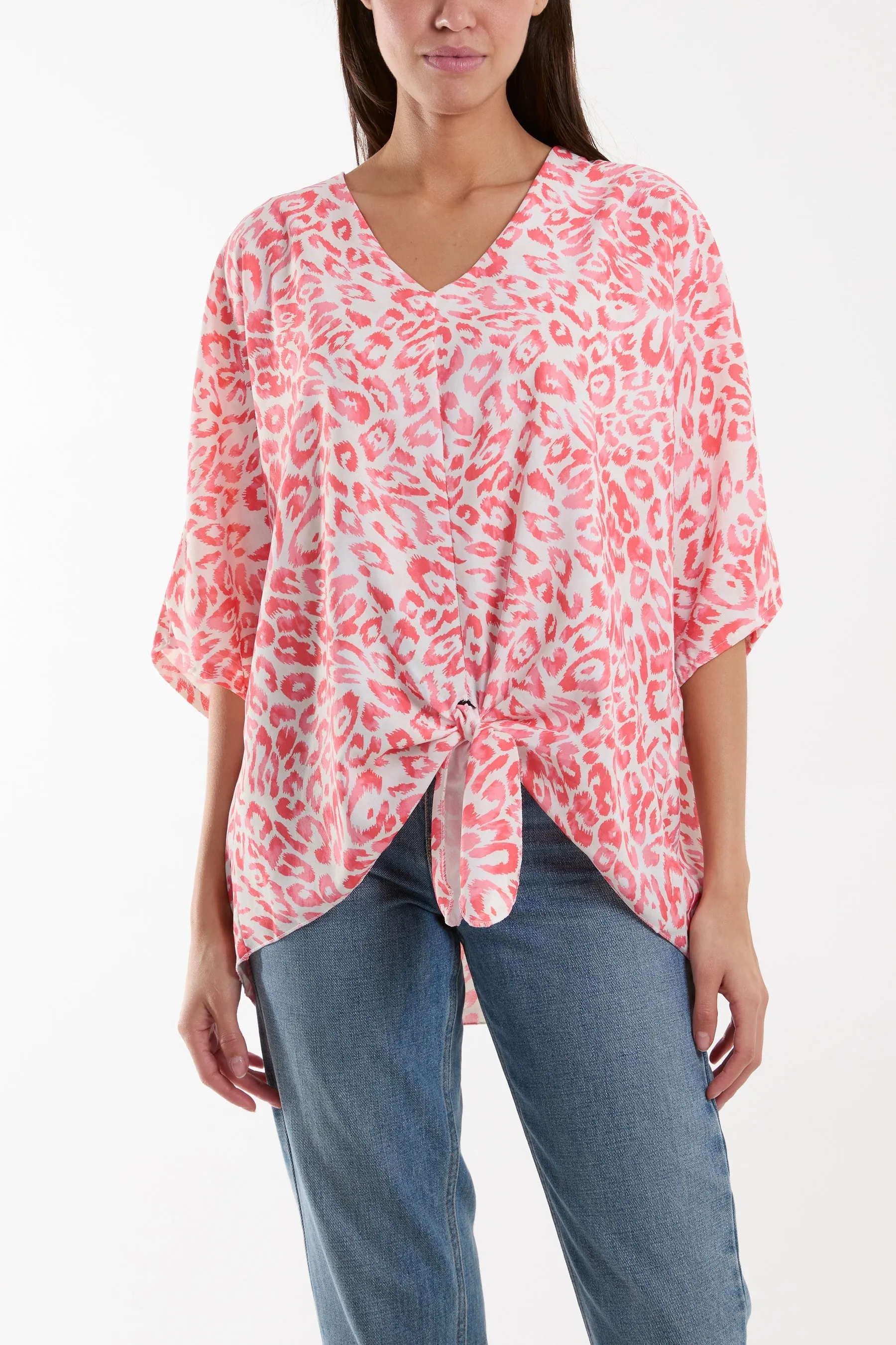 Knot Front Leopard Print Top