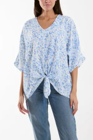Knot Front Leopard Print Top