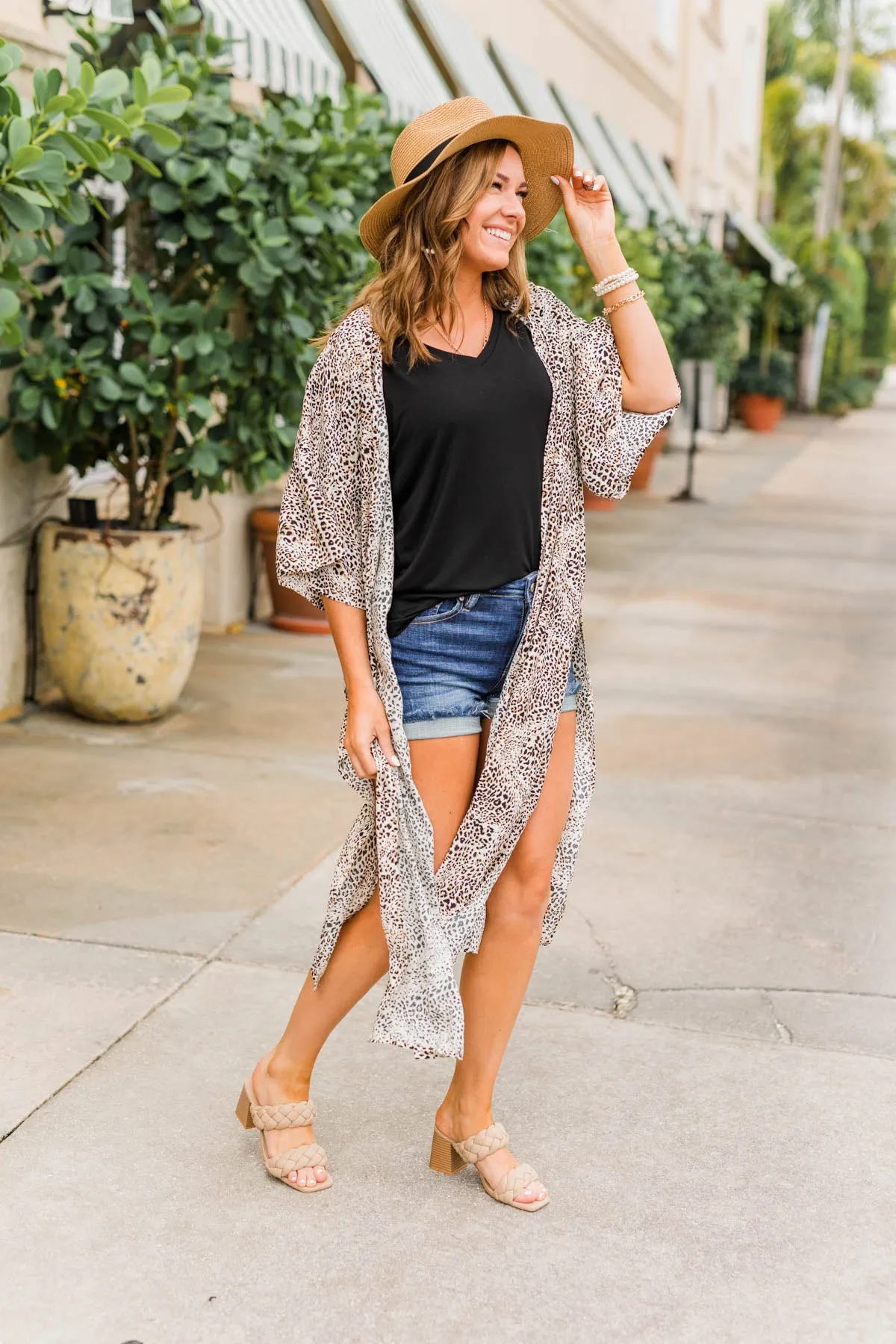 Life On The Beach Kimono Top- Ivory & Black