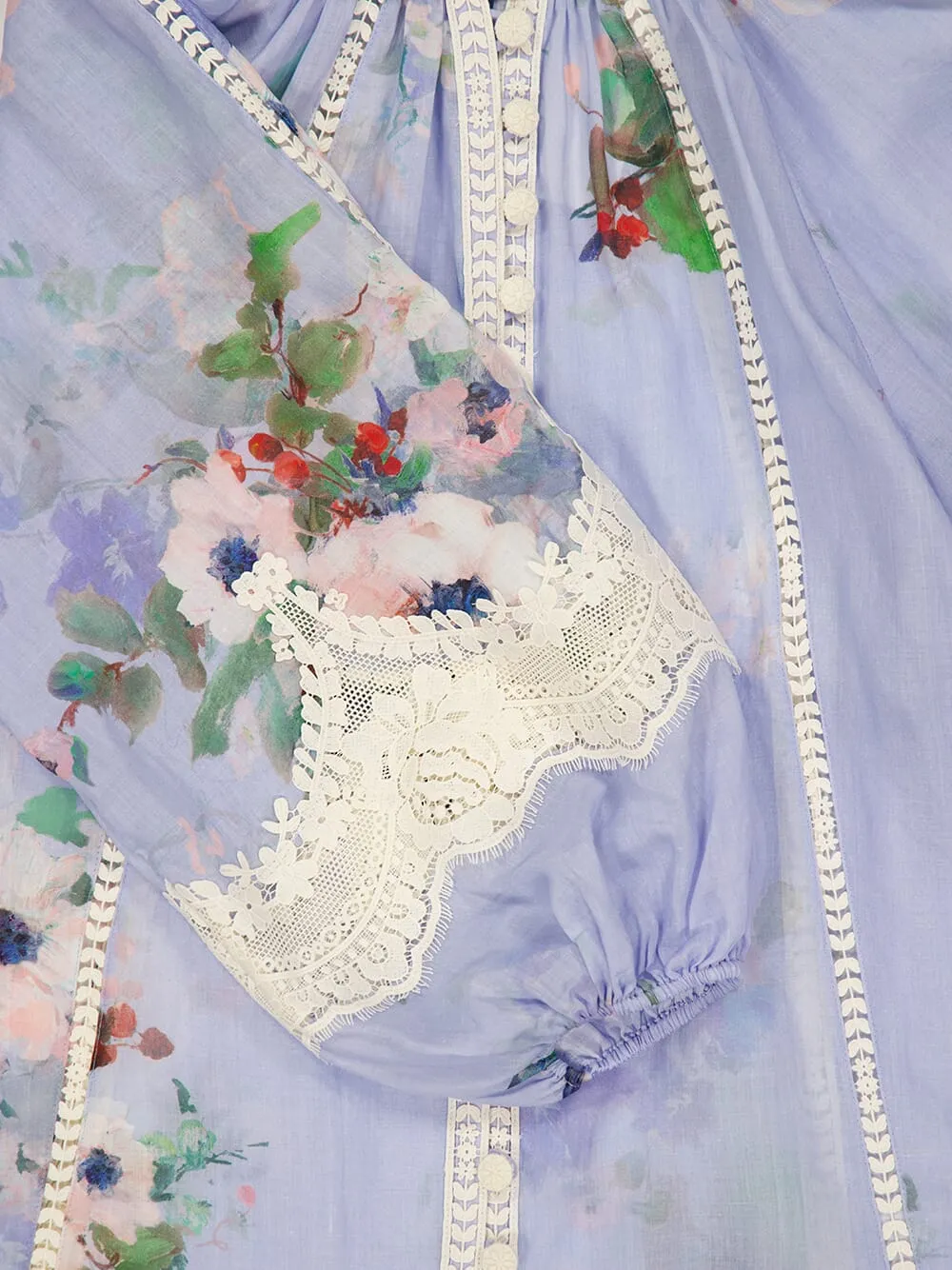 Light Blue Everley Lace Trim Blouse