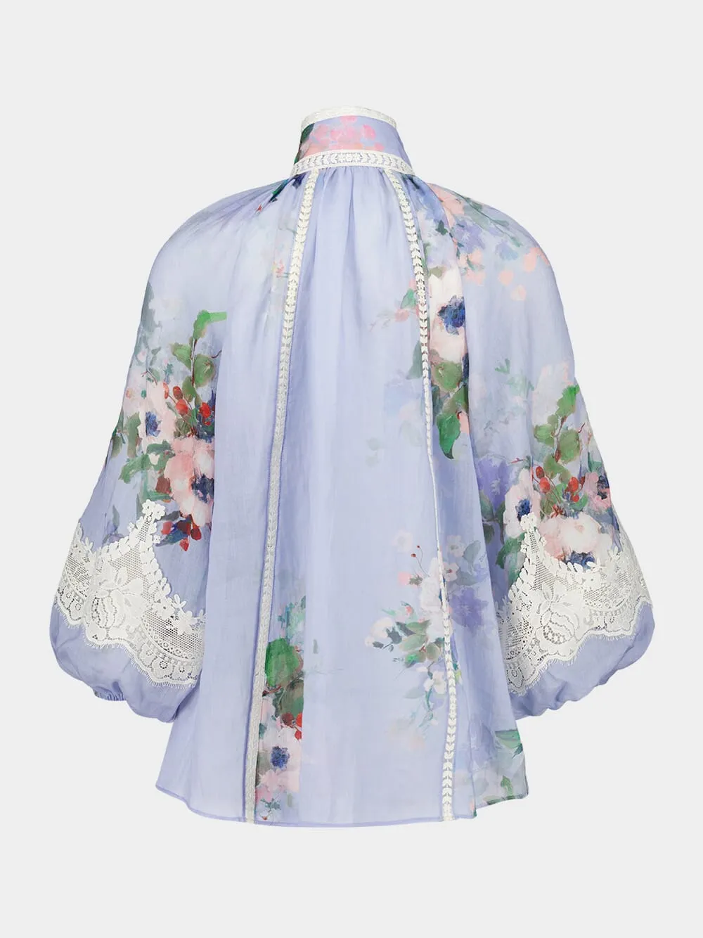 Light Blue Everley Lace Trim Blouse