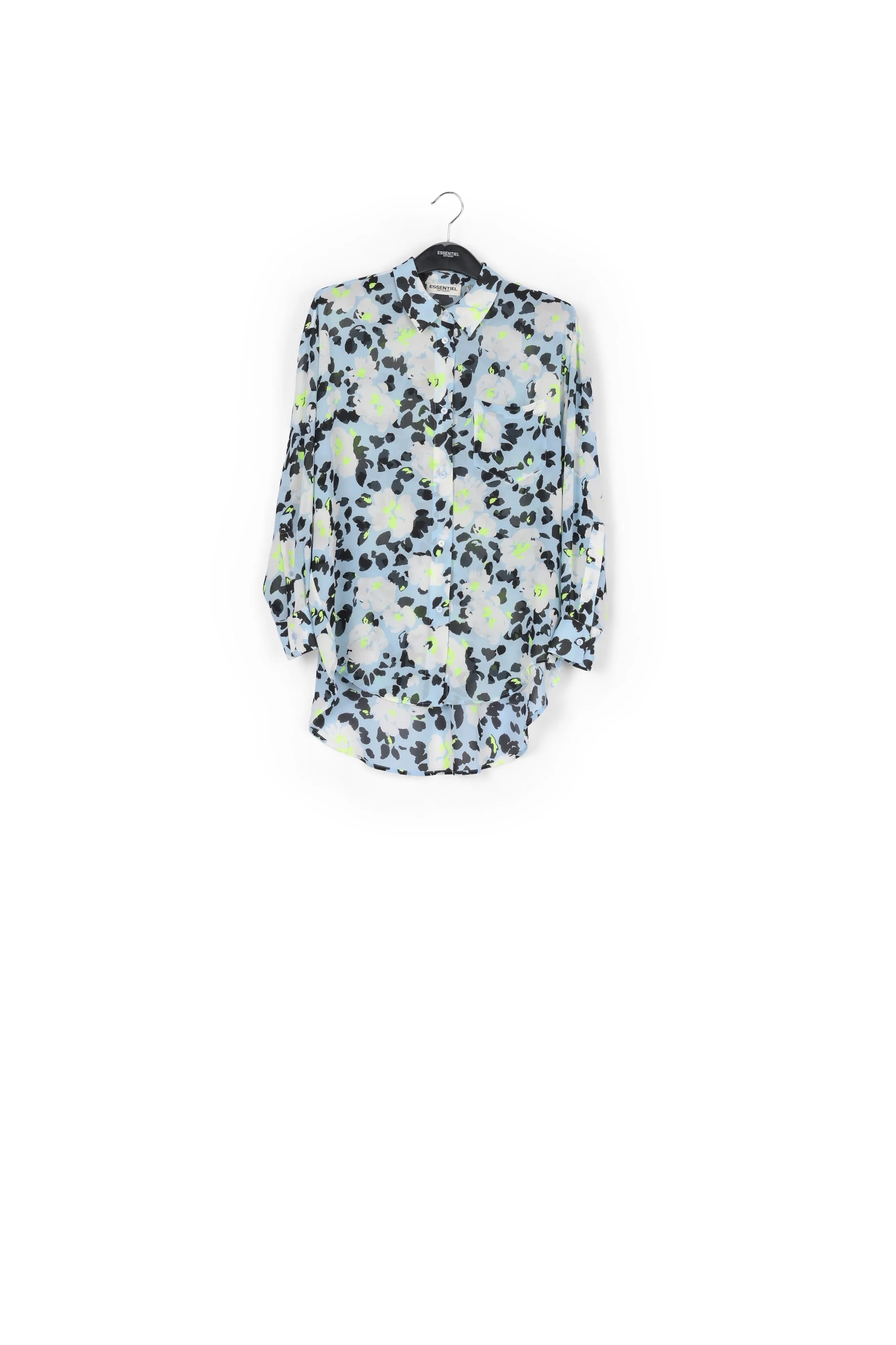 Light blue floral-print shirt