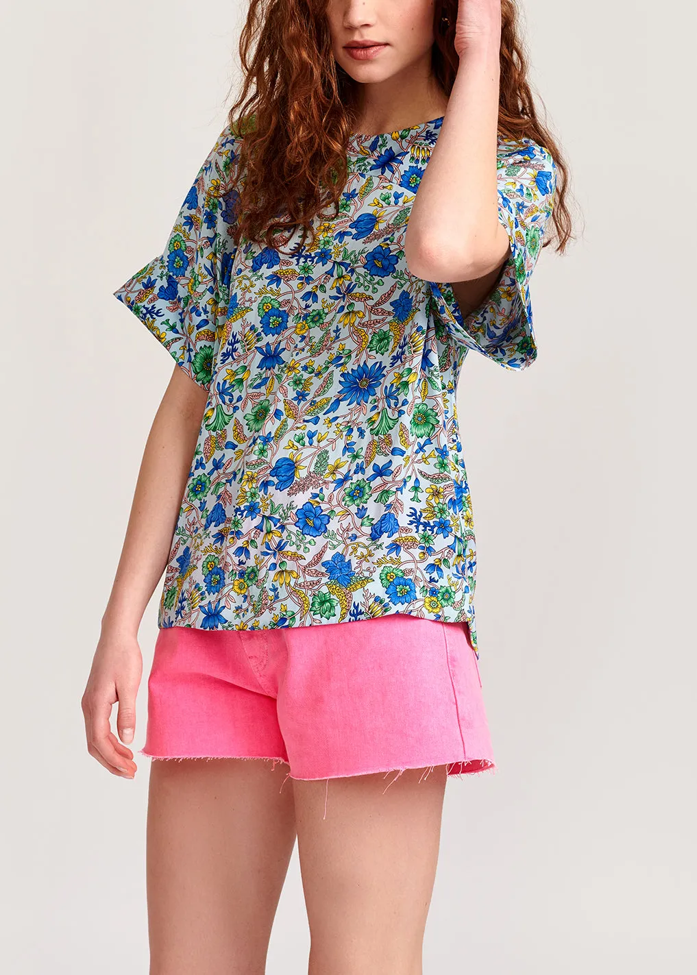Light blue floral-print top