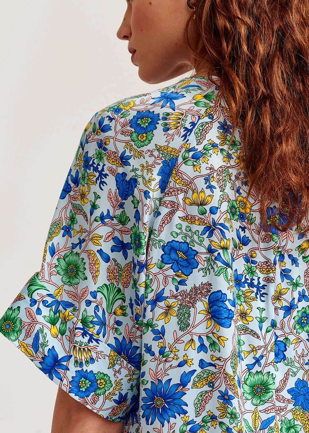 Light blue floral-print top