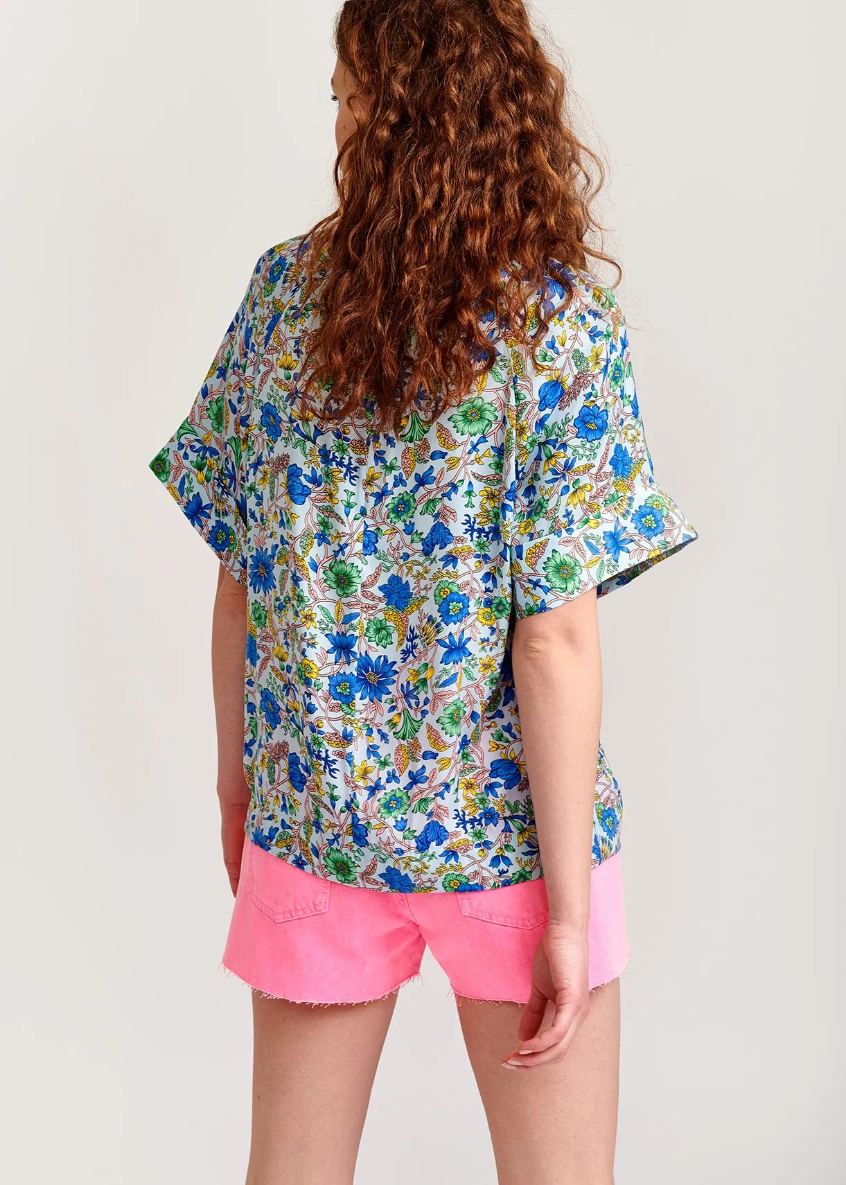 Light blue floral-print top