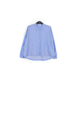 Light blue striped cotton-poplin shirt with rhinestones