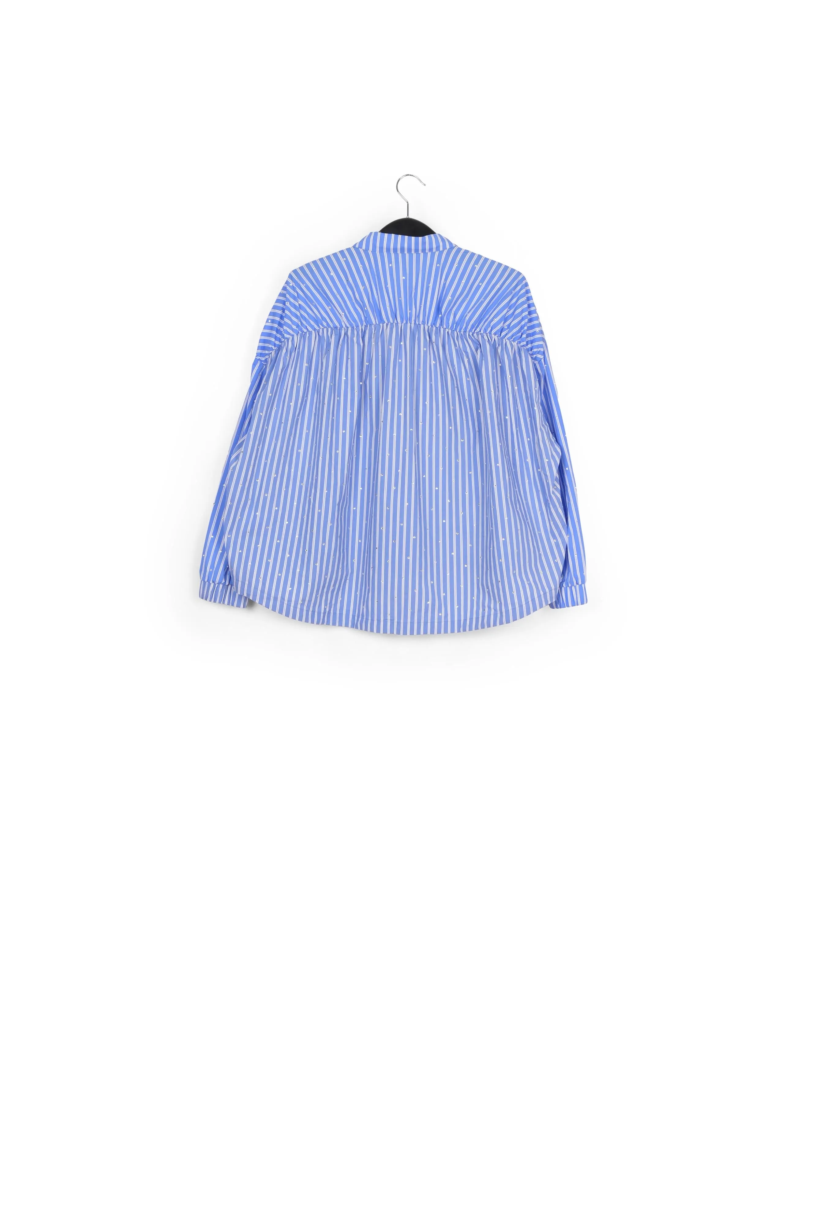 Light blue striped cotton-poplin shirt with rhinestones