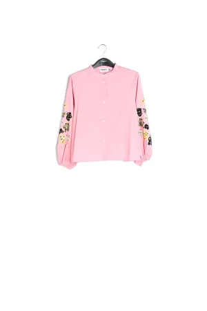 Light pink sequin-embroidered shirt