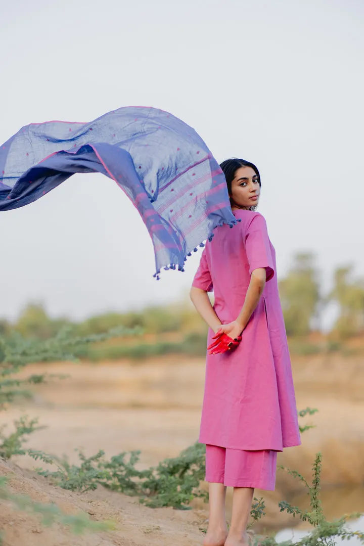 Lilac Kurta set with Jaamdani Dupatta