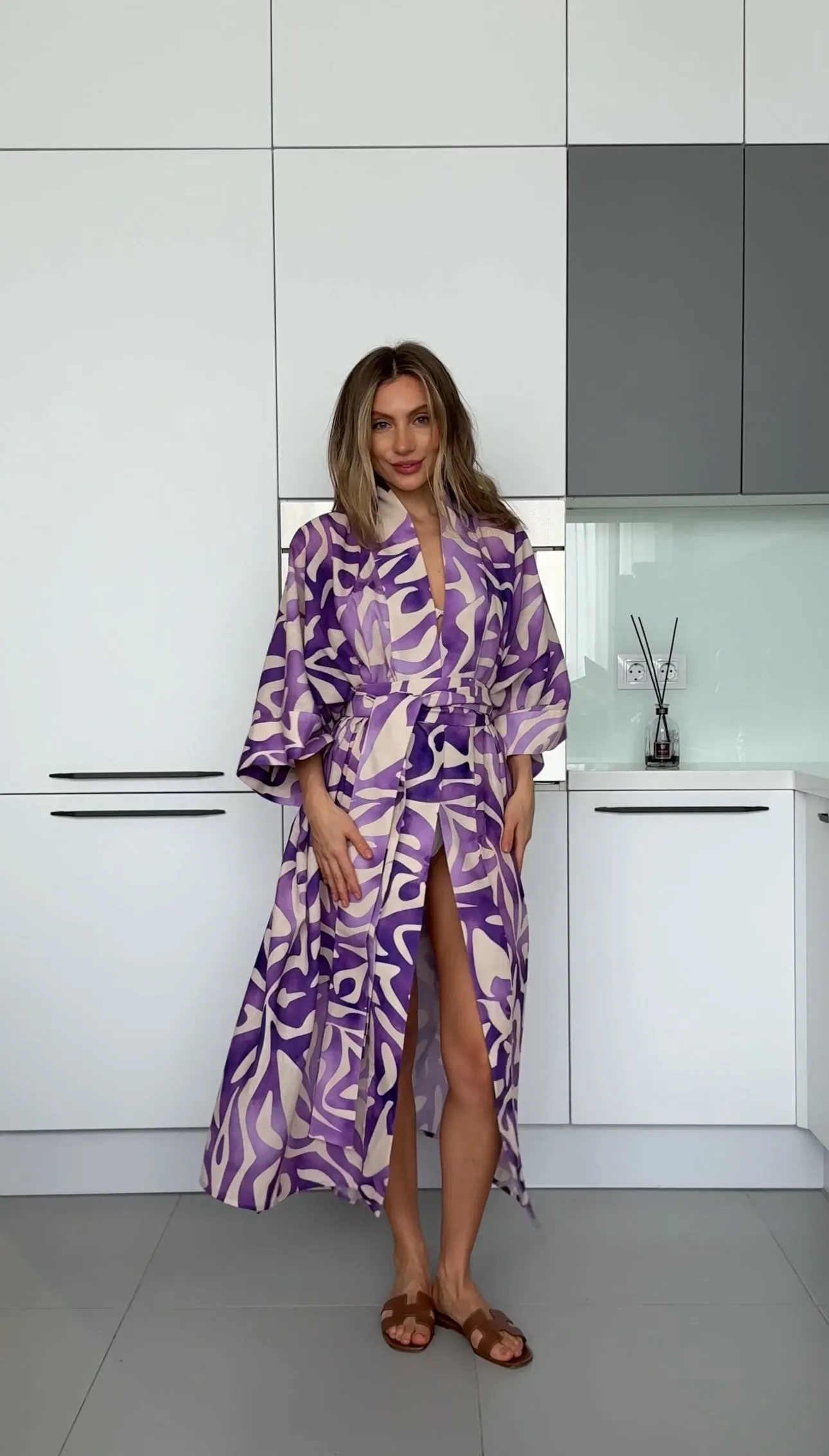 Linen Kimono Purple