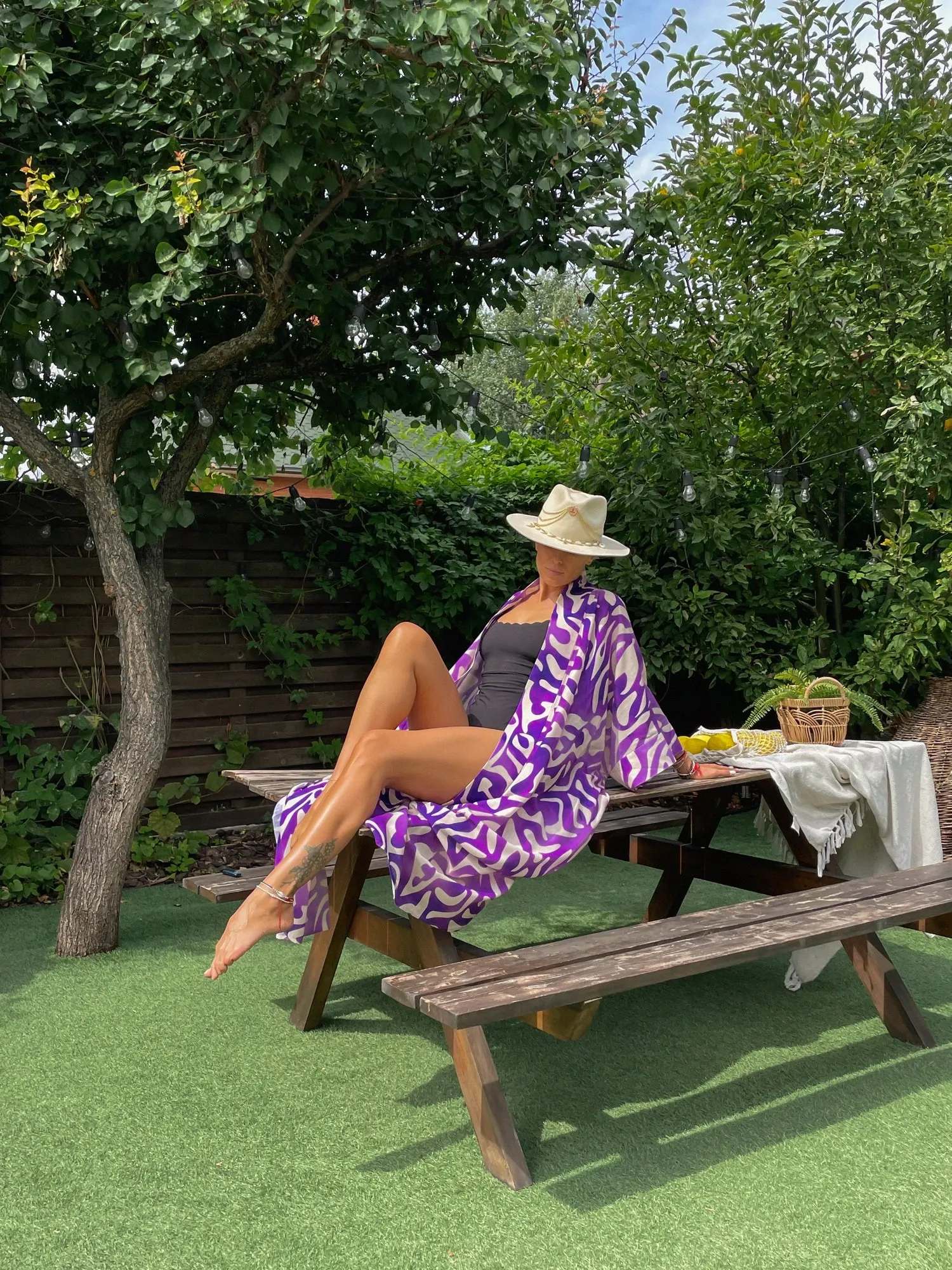 Linen Kimono Purple