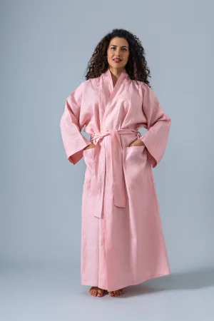 Linen Kimono Robe - Pink