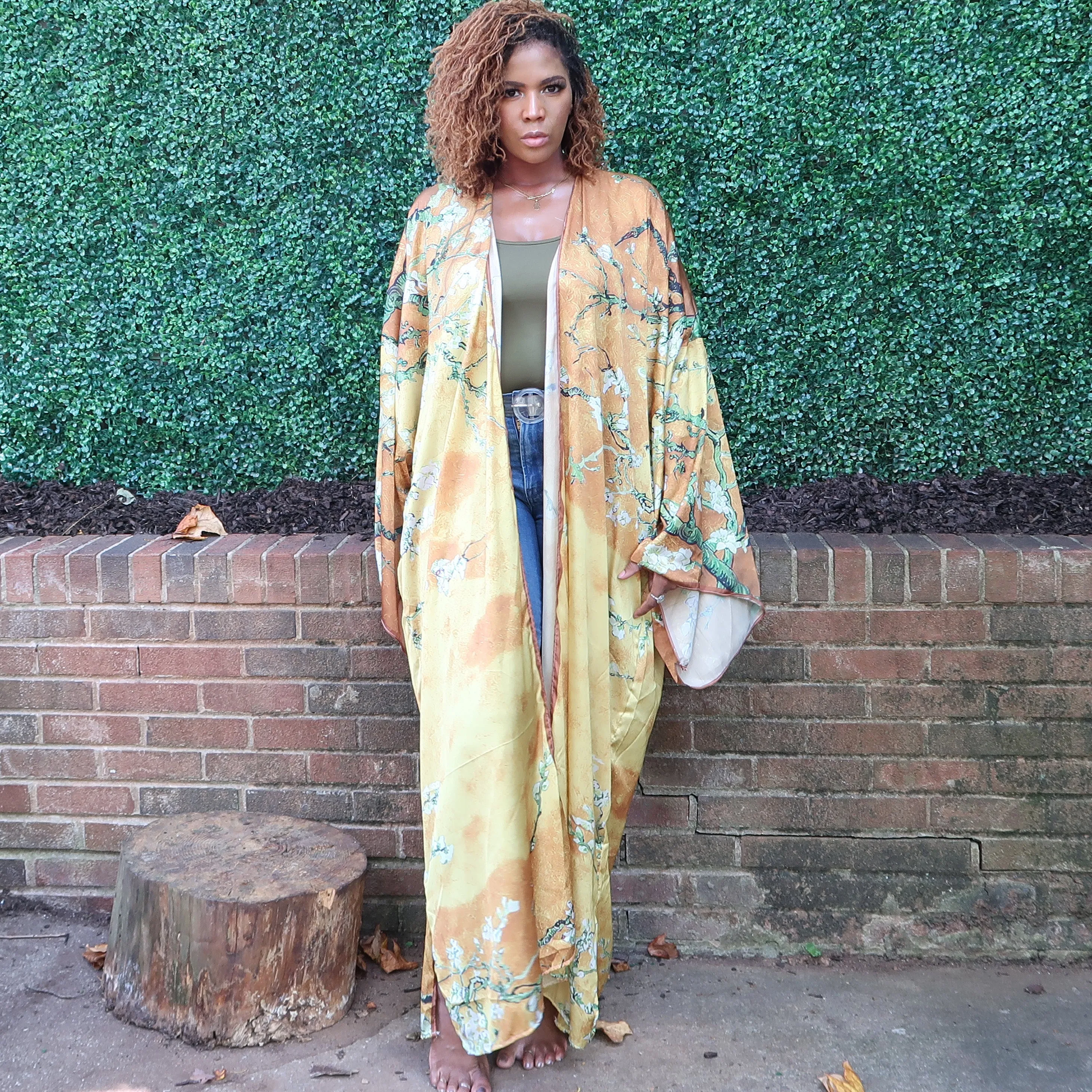 LIT | Luxury Japanese Kimono Robe (Open Front) | Floor Length Long Kimono