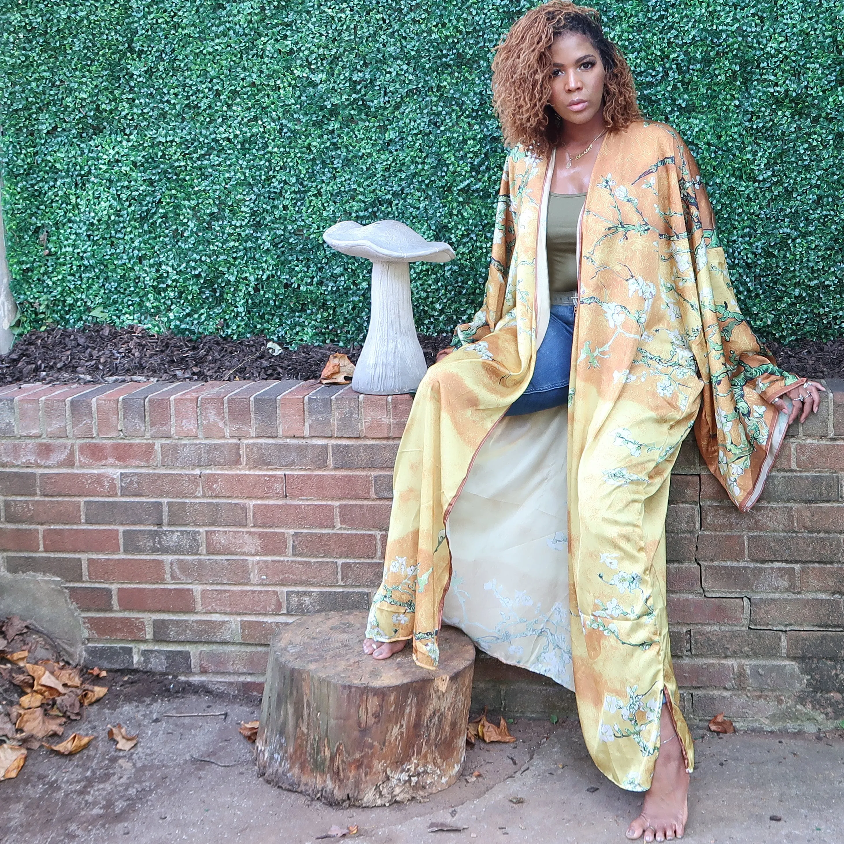 LIT | Luxury Japanese Kimono Robe (Open Front) | Floor Length Long Kimono