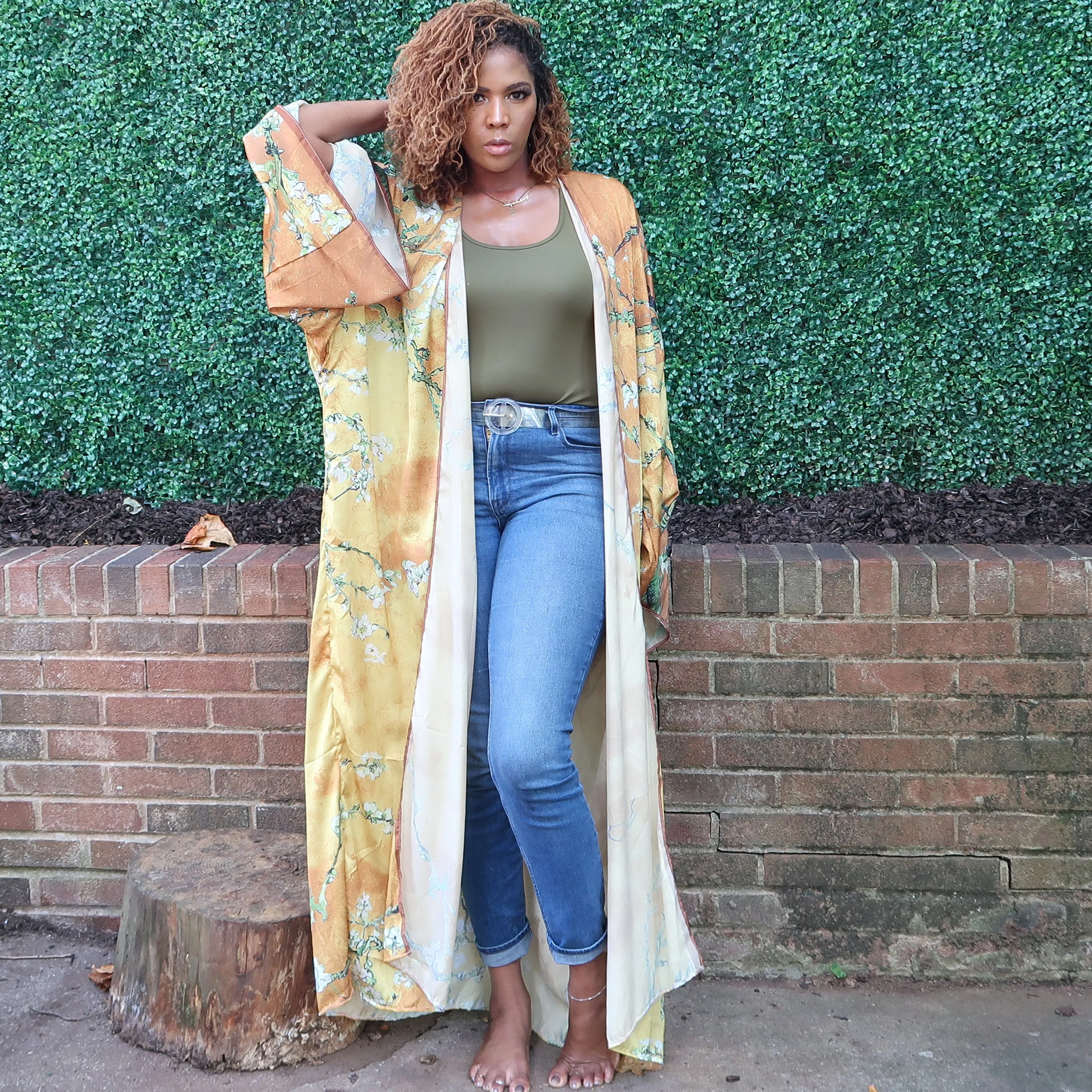 LIT | Luxury Japanese Kimono Robe (Open Front) | Floor Length Long Kimono