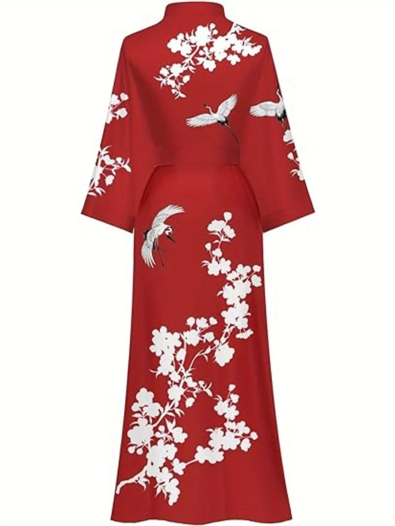 Long Floral Print Satin Kimono Bathrobe – Elegant & Lightweight Loungewear