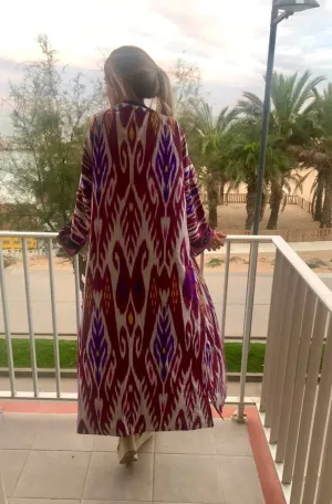 Long Kimono Ikat with Suzani