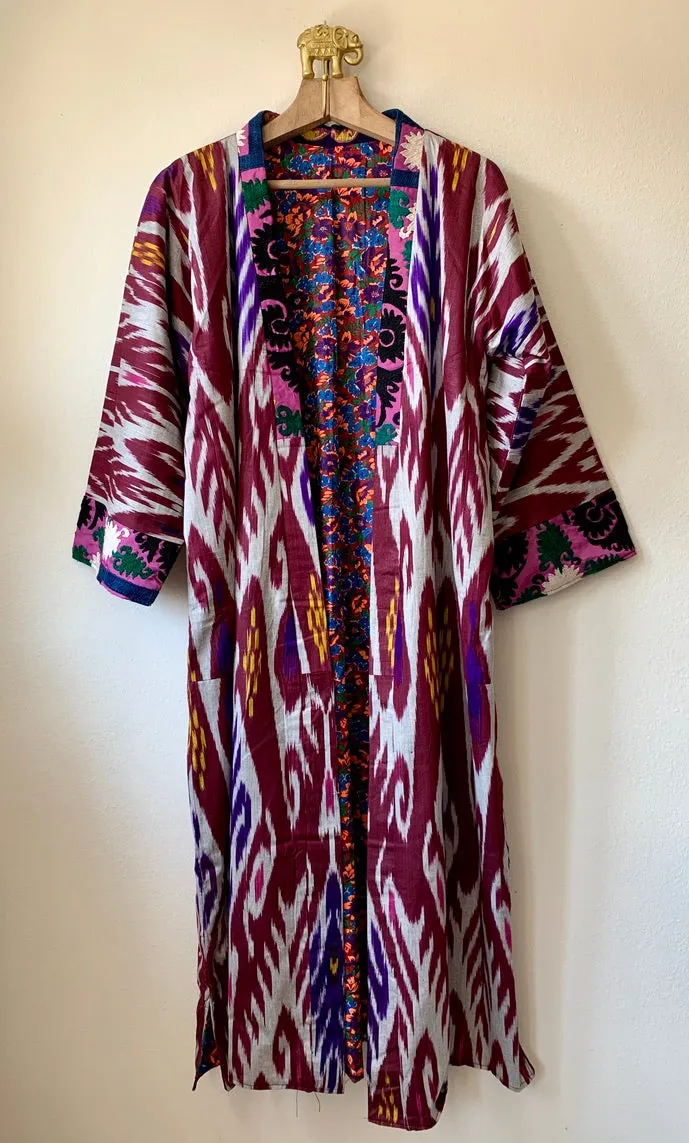 Long Kimono Ikat with Suzani