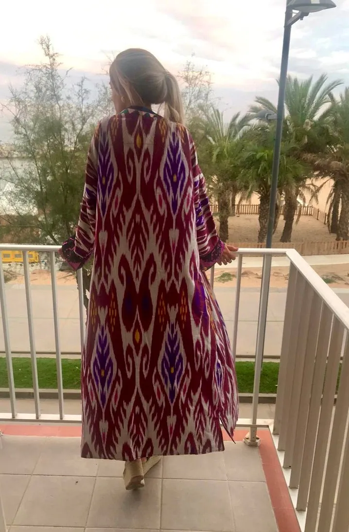 Long Kimono Ikat with Suzani