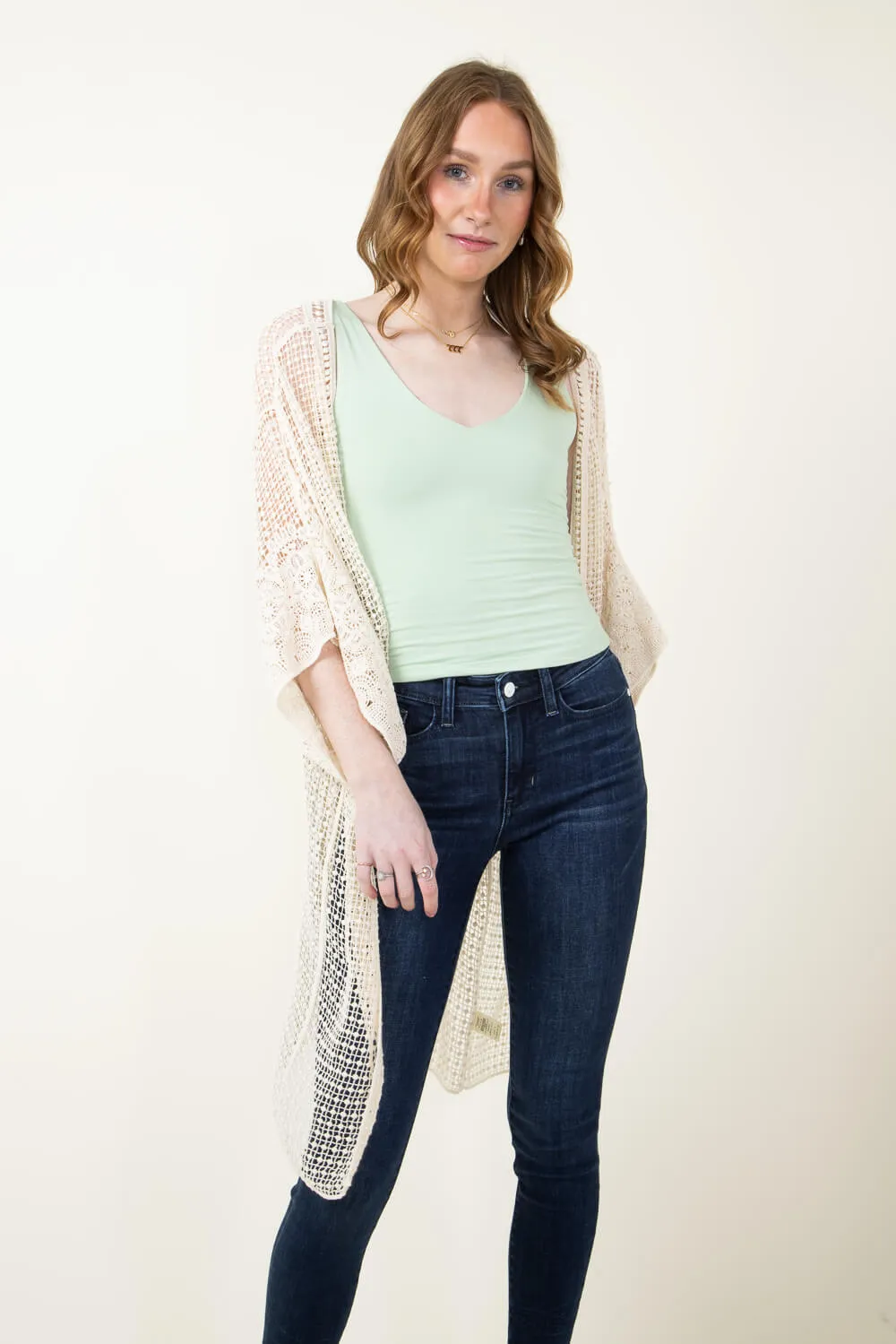Long Lace Kimono for Women in Ivory | ZLC310142IVY