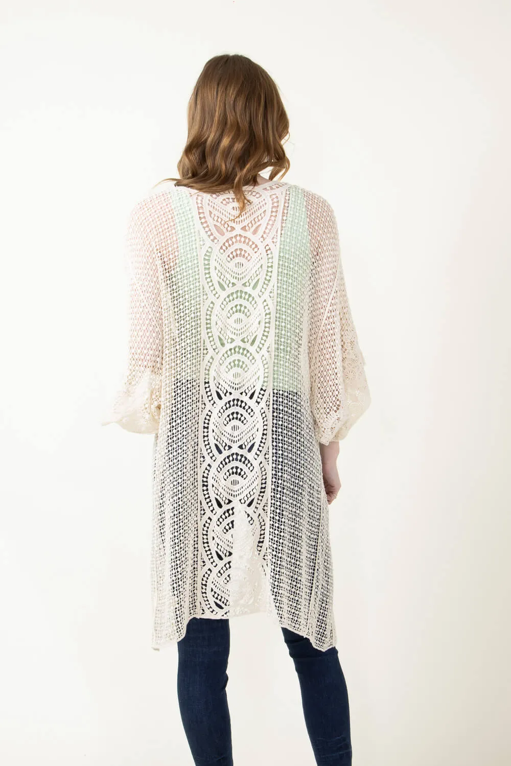 Long Lace Kimono for Women in Ivory | ZLC310142IVY
