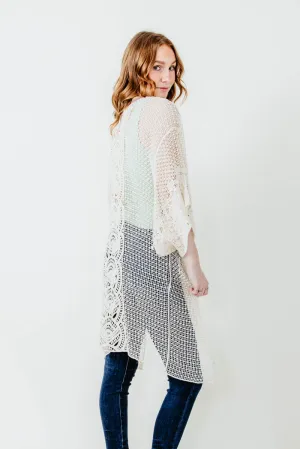 Long Lace Kimono for Women in Ivory | ZLC310142IVY