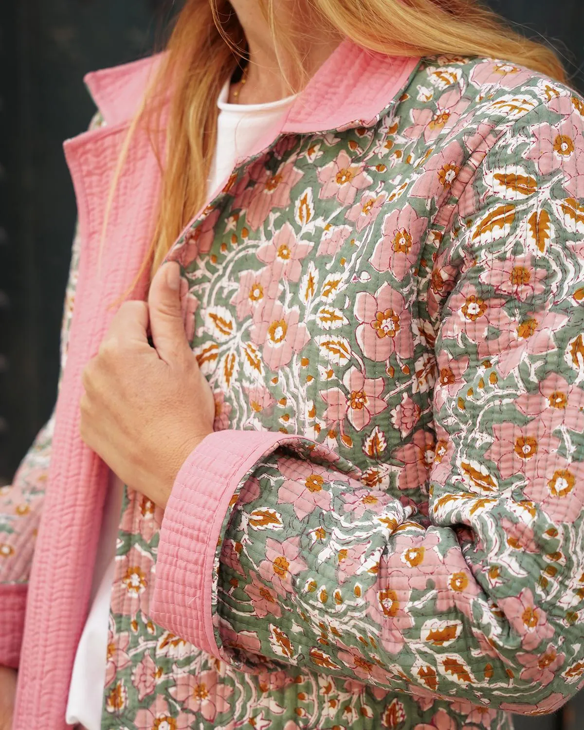 Long quilted reversible kimono