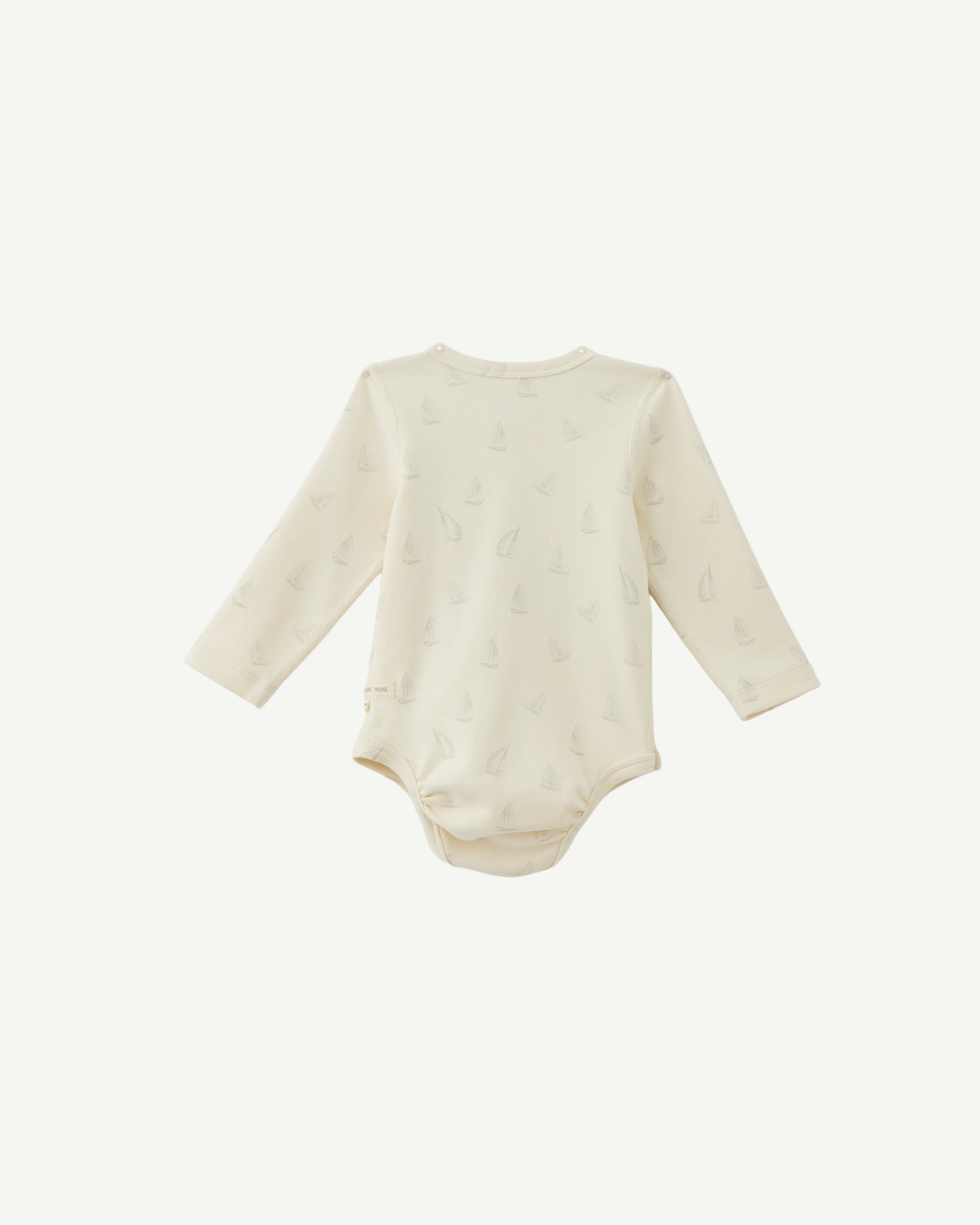 Long-sleeve Kimono Bodysuit - Sail Boat