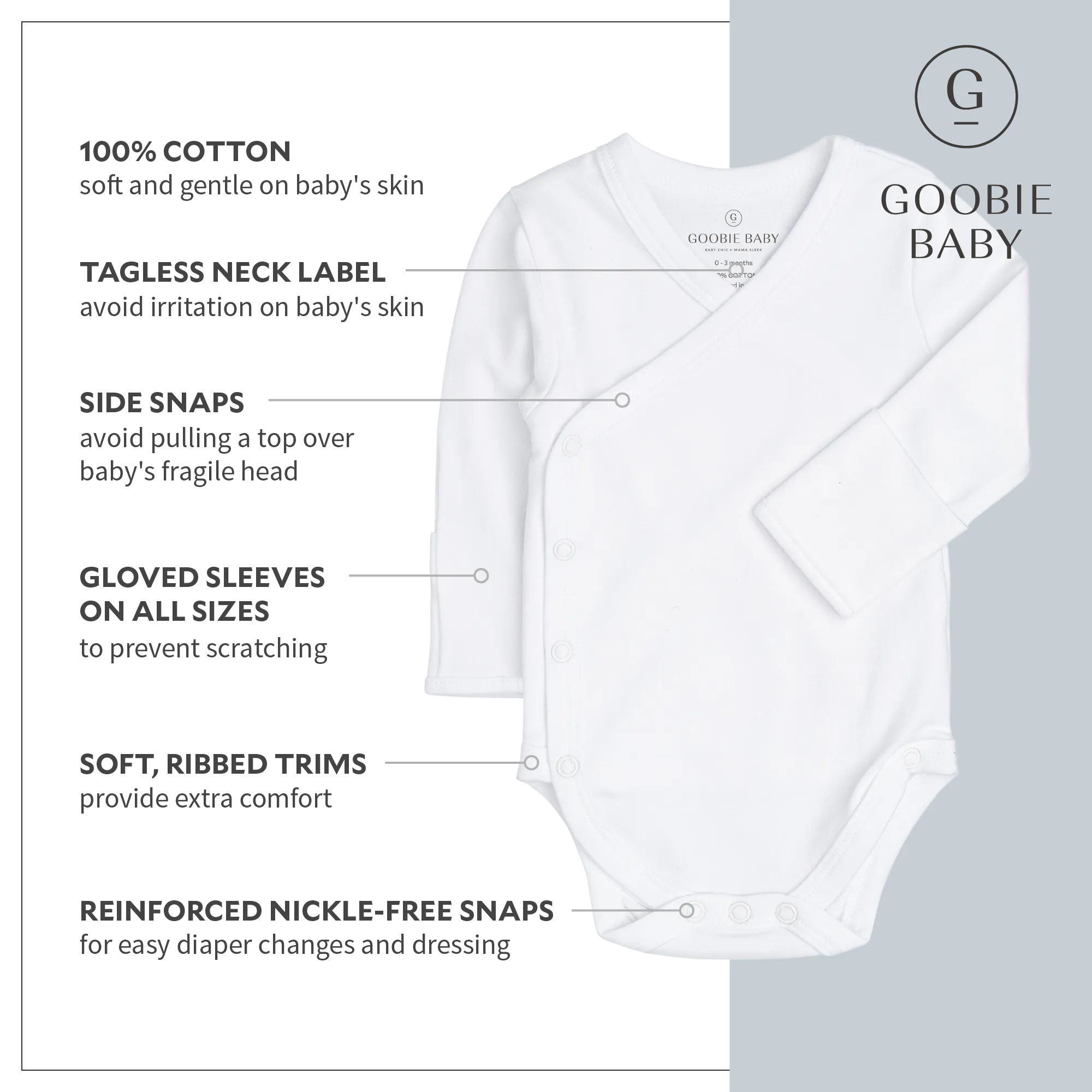Long Sleeve Kimono Bodysuit Set - White