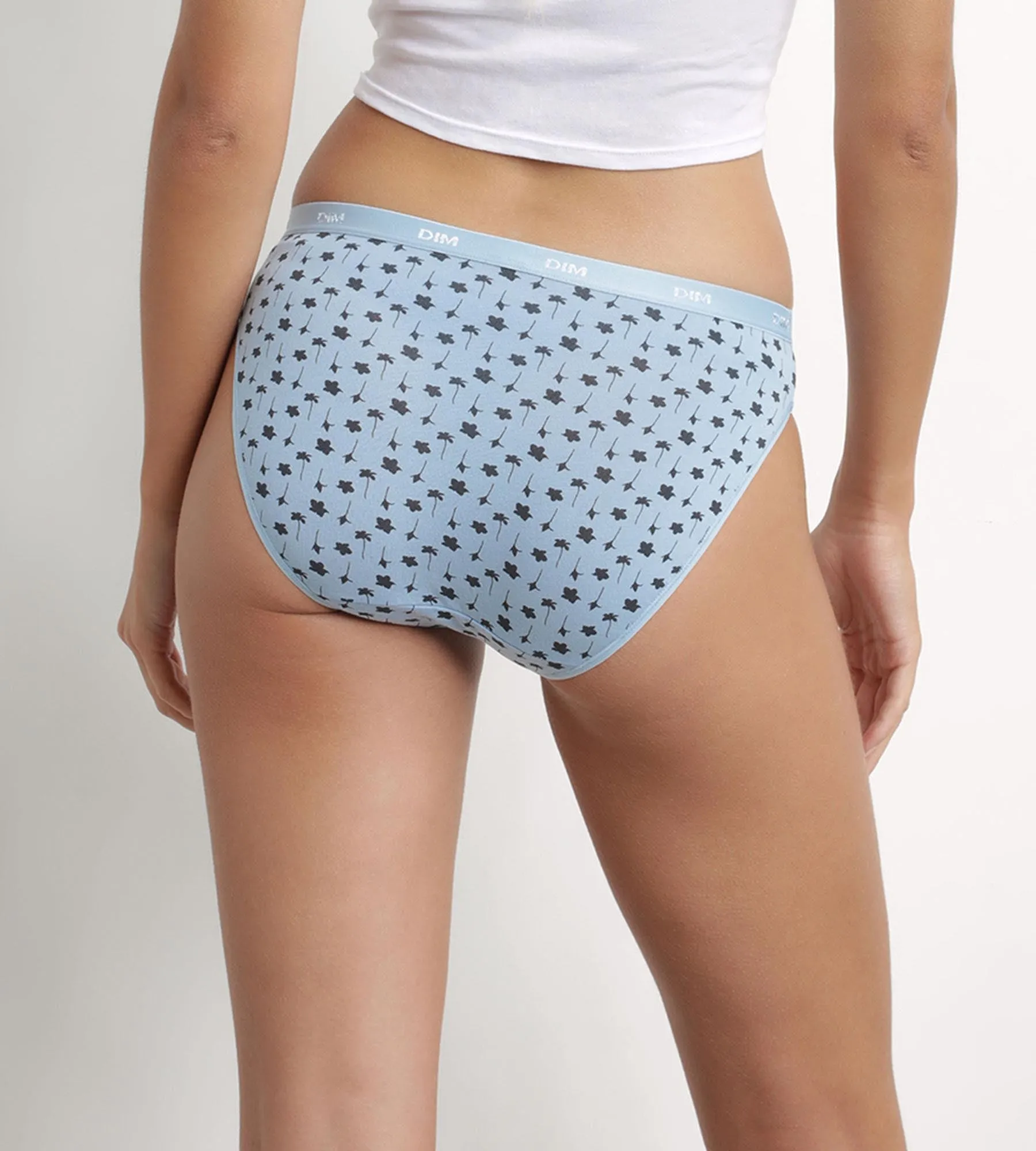 Lot de 3 slips femme en coton stretch Bleu imprimé fleur Les Pockets