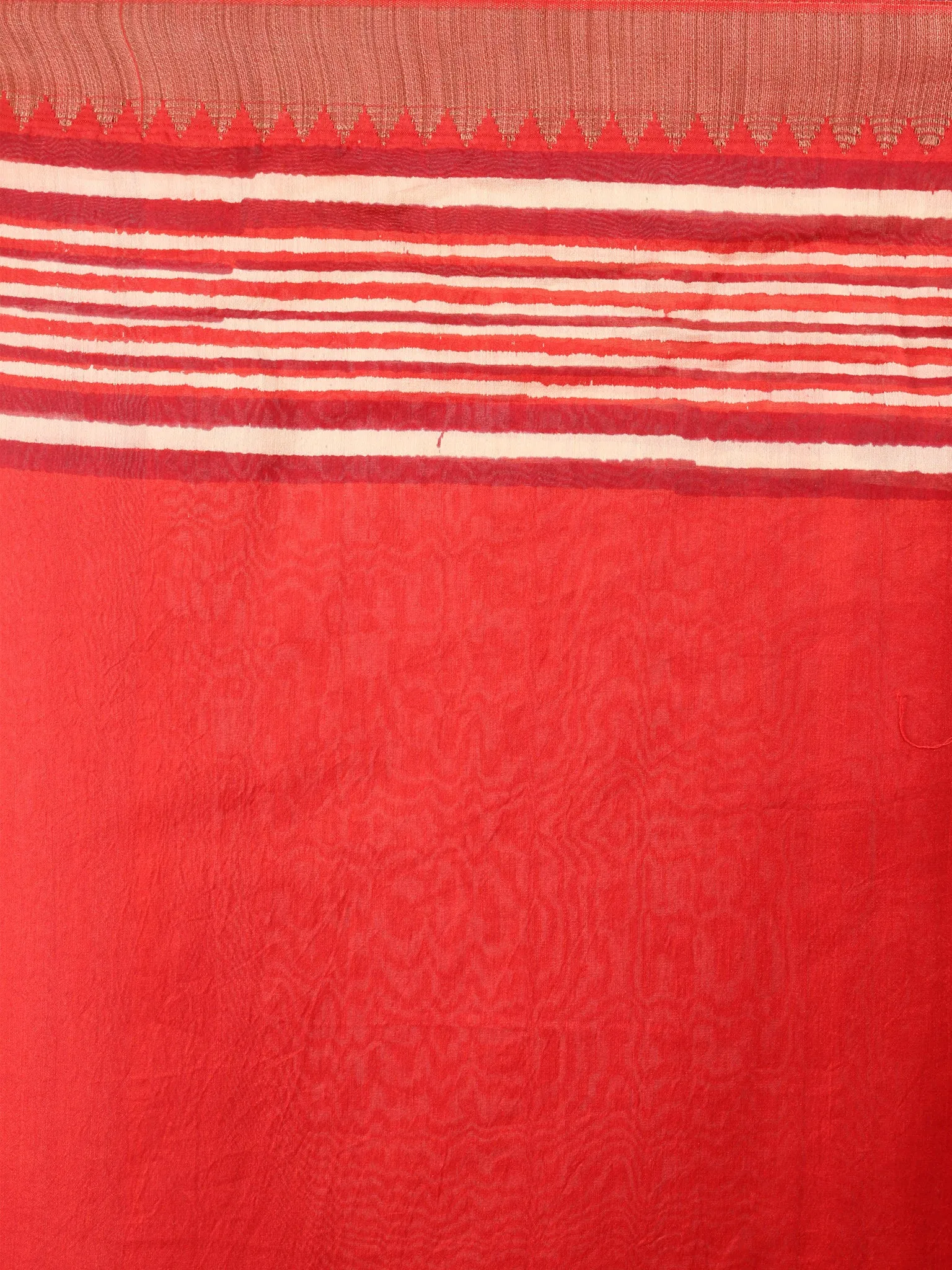 Maroon Beige Hand Block Printed in Natural Vegetable Colors Chanderi Saree With Geecha Border - S03170309
