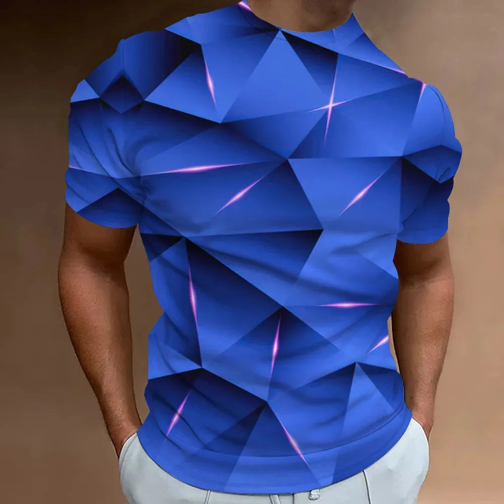 Men's Geometric Pattern 3D Printed Oversized Tee