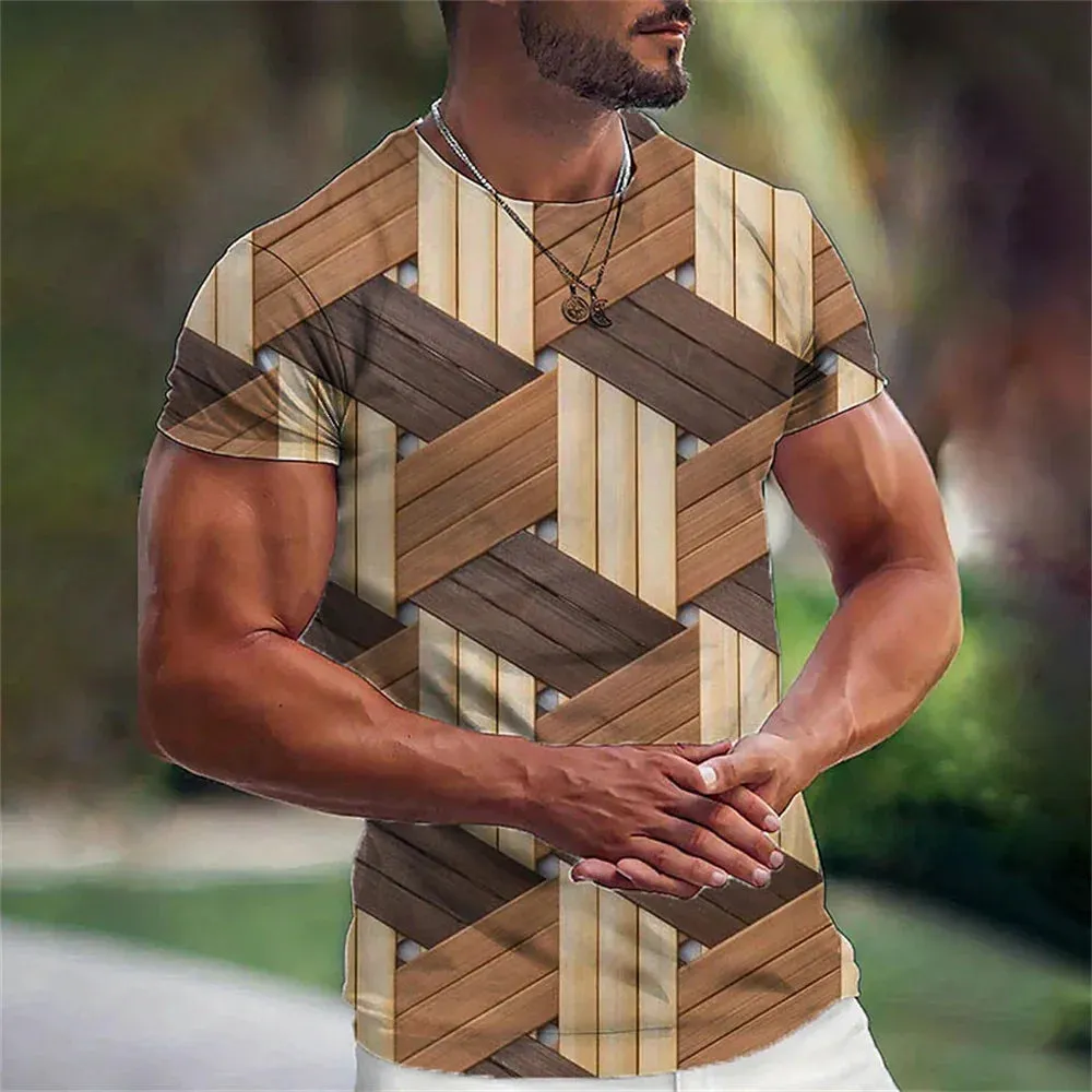Men's Geometric Pattern 3D Printed Oversized Tee