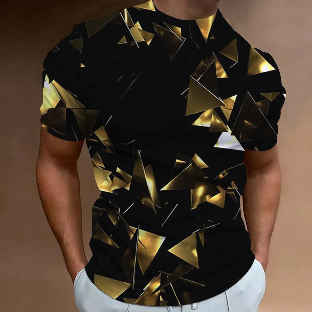 Men's Geometric Pattern 3D Printed Oversized Tee
