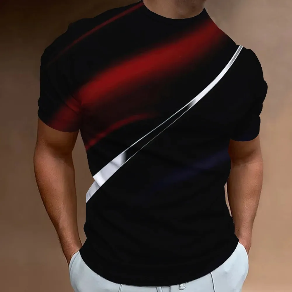 Men's Geometric Pattern 3D Printed Oversized Tee