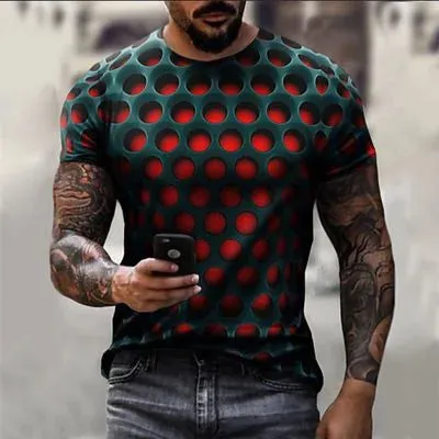Men's Geometric Pattern 3D Printed Oversized Tee