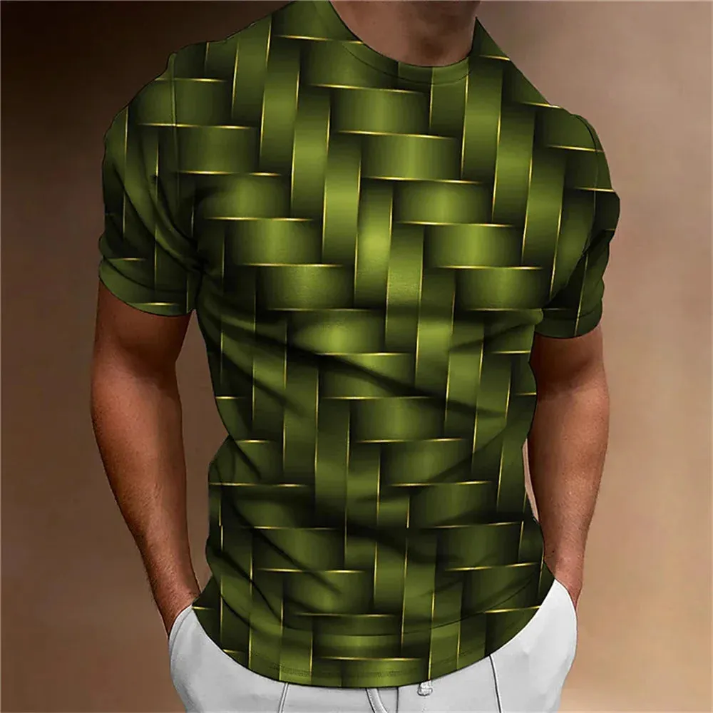 Men's Geometric Pattern 3D Printed Oversized Tee