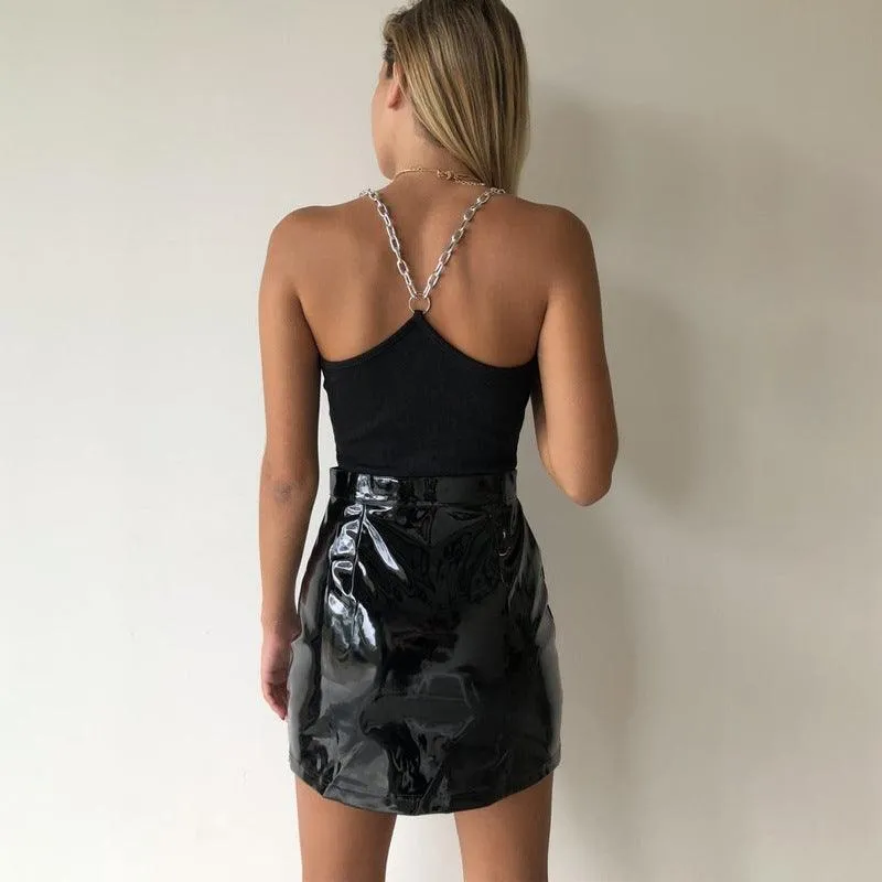 Metal Chain Straps Cropped Tank Top