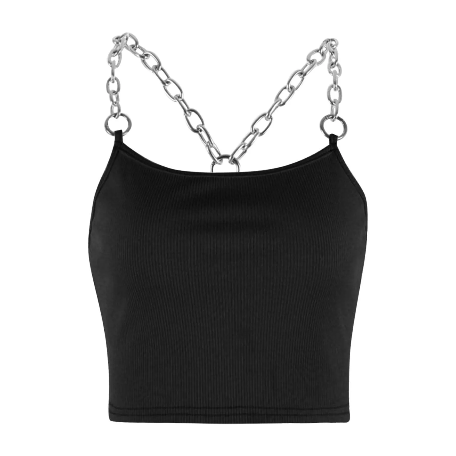 Metal Chain Straps Cropped Tank Top