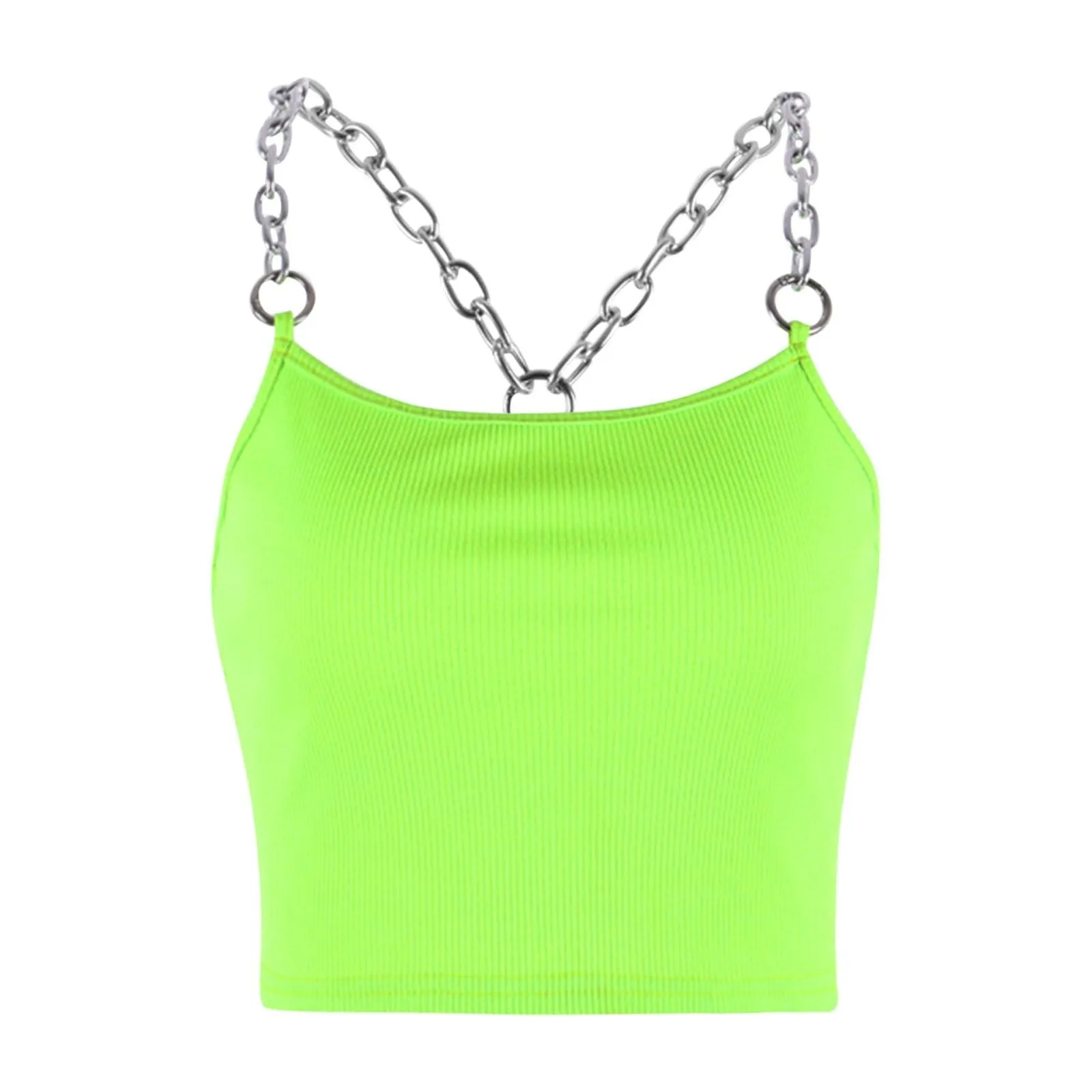 Metal Chain Straps Cropped Tank Top
