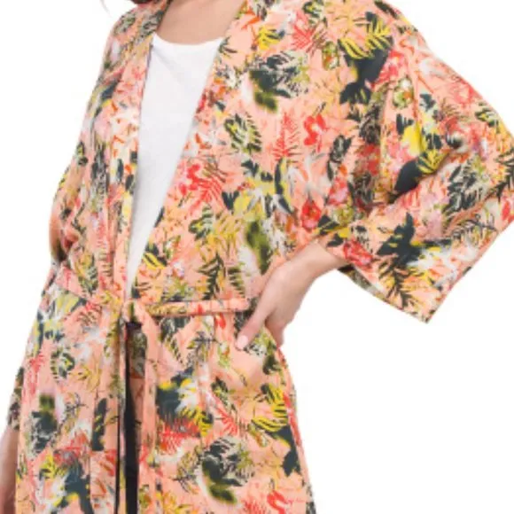 Michael Stars Botanical Floral Reversible Ruana OS